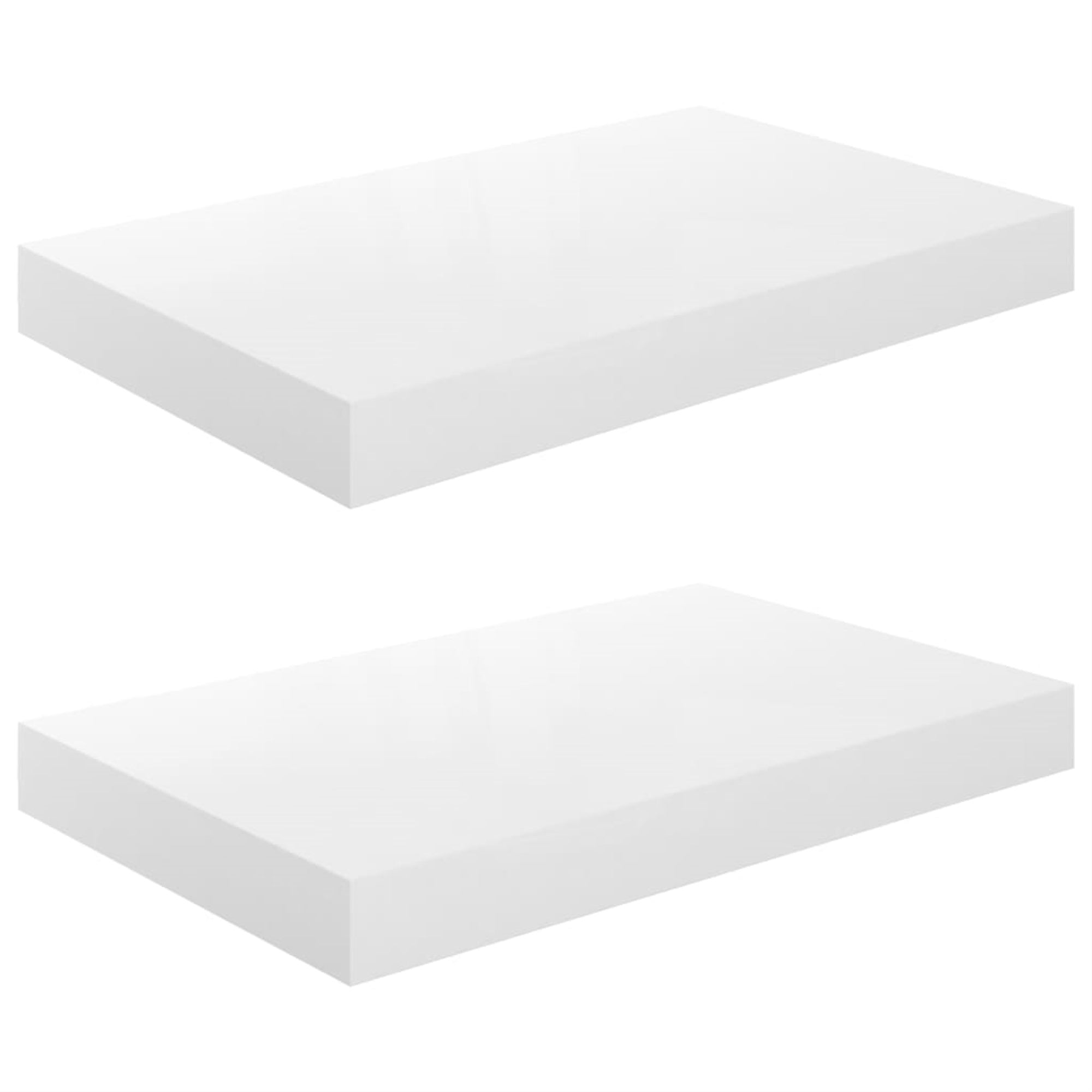 Vidaxl Floating Wall Shelves 2 Pcs High Gloss White 15.7'X9.1'X1.5' Mdf