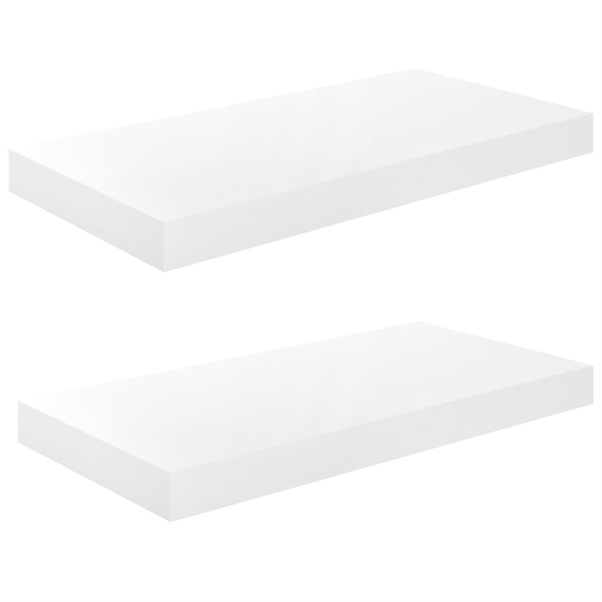 Vidaxl Floating Wall Shelves 2 Pcs High Gloss White 19.7'X9.1'X1.5' Mdf