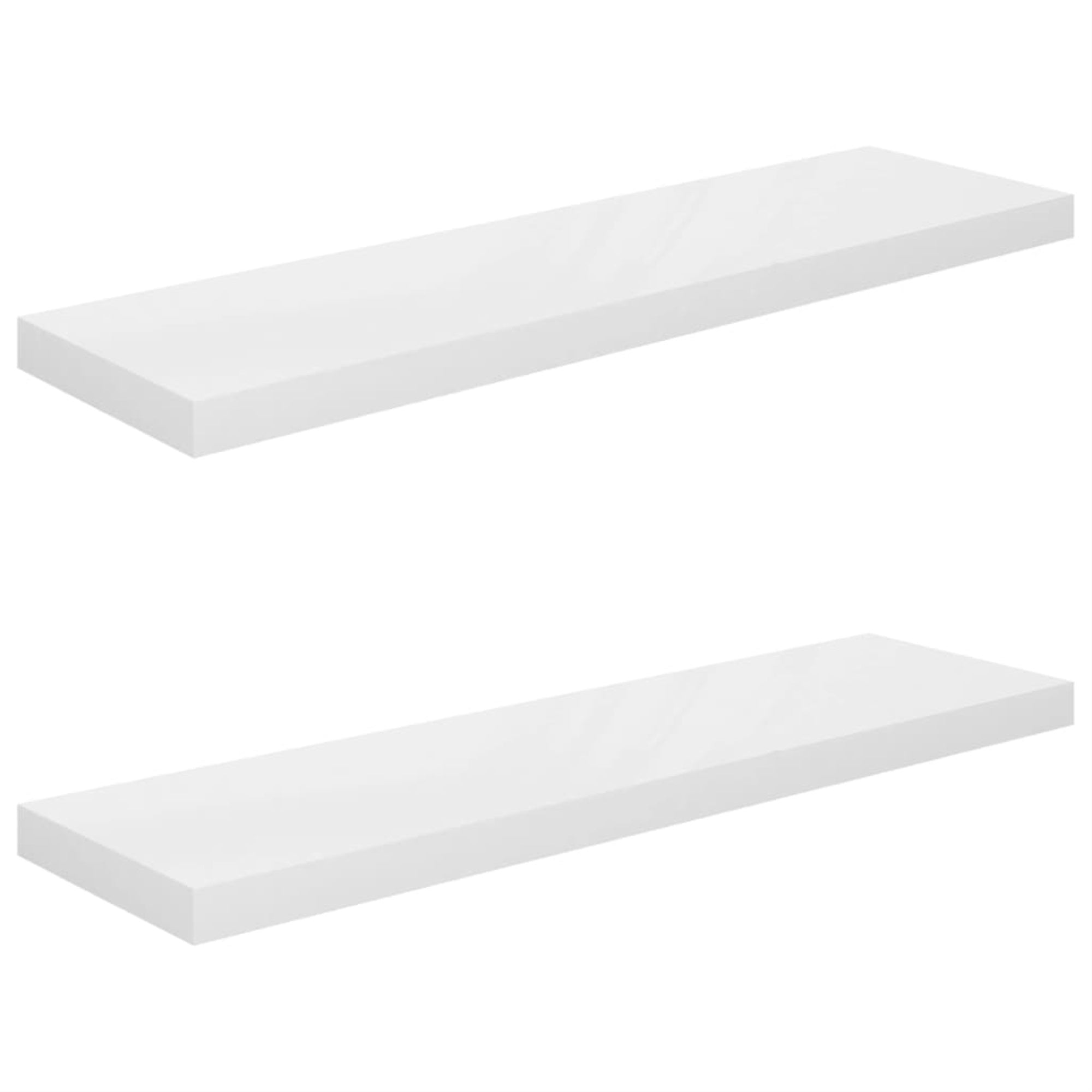 Vidaxl Floating Wall Shelves 2 Pcs High Gloss White 35.4'X9.3'X1.5' Mdf