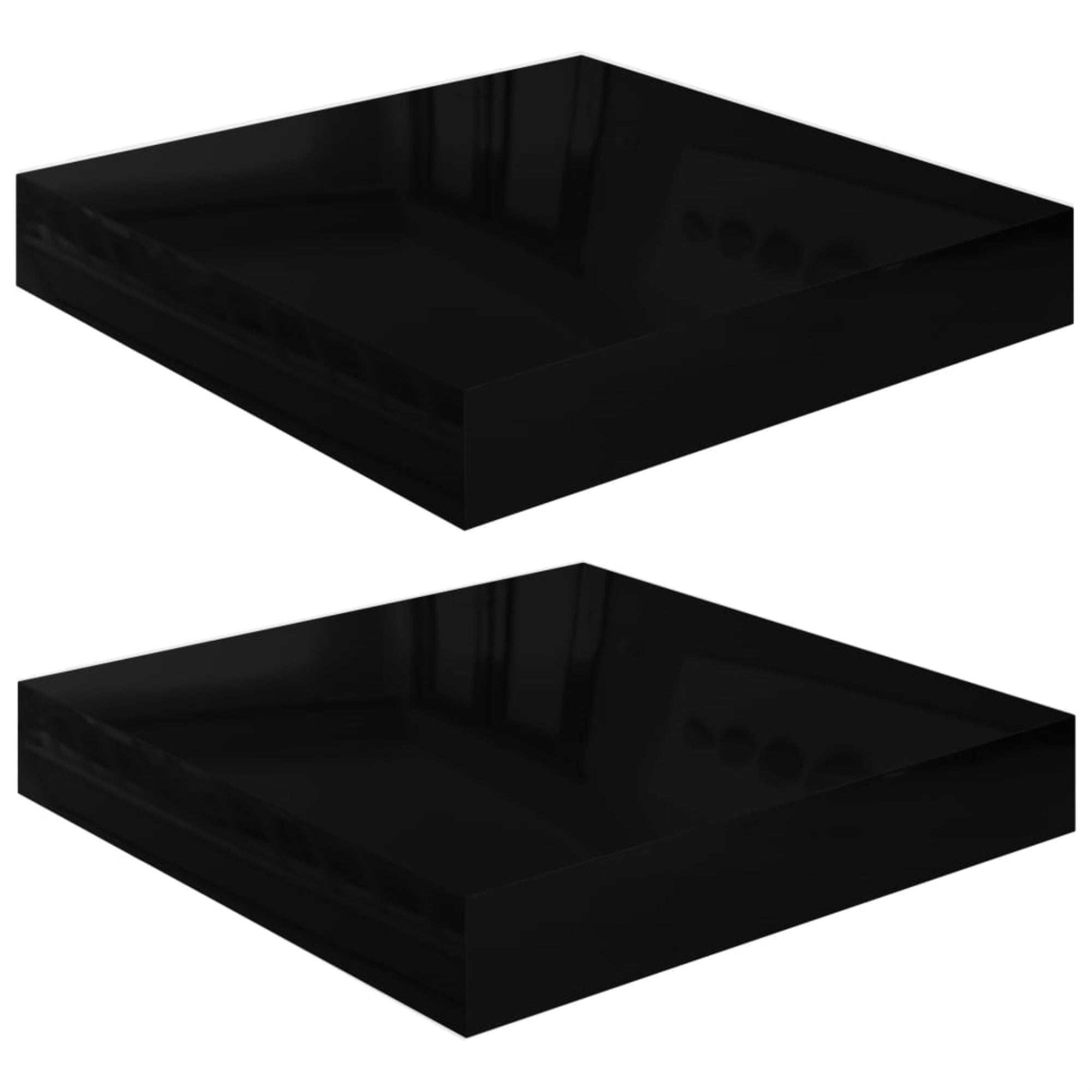 Vidaxl Floating Wall Shelves 2 Pcs High Gloss Black 9.1'X9.3'X1.5' Mdf