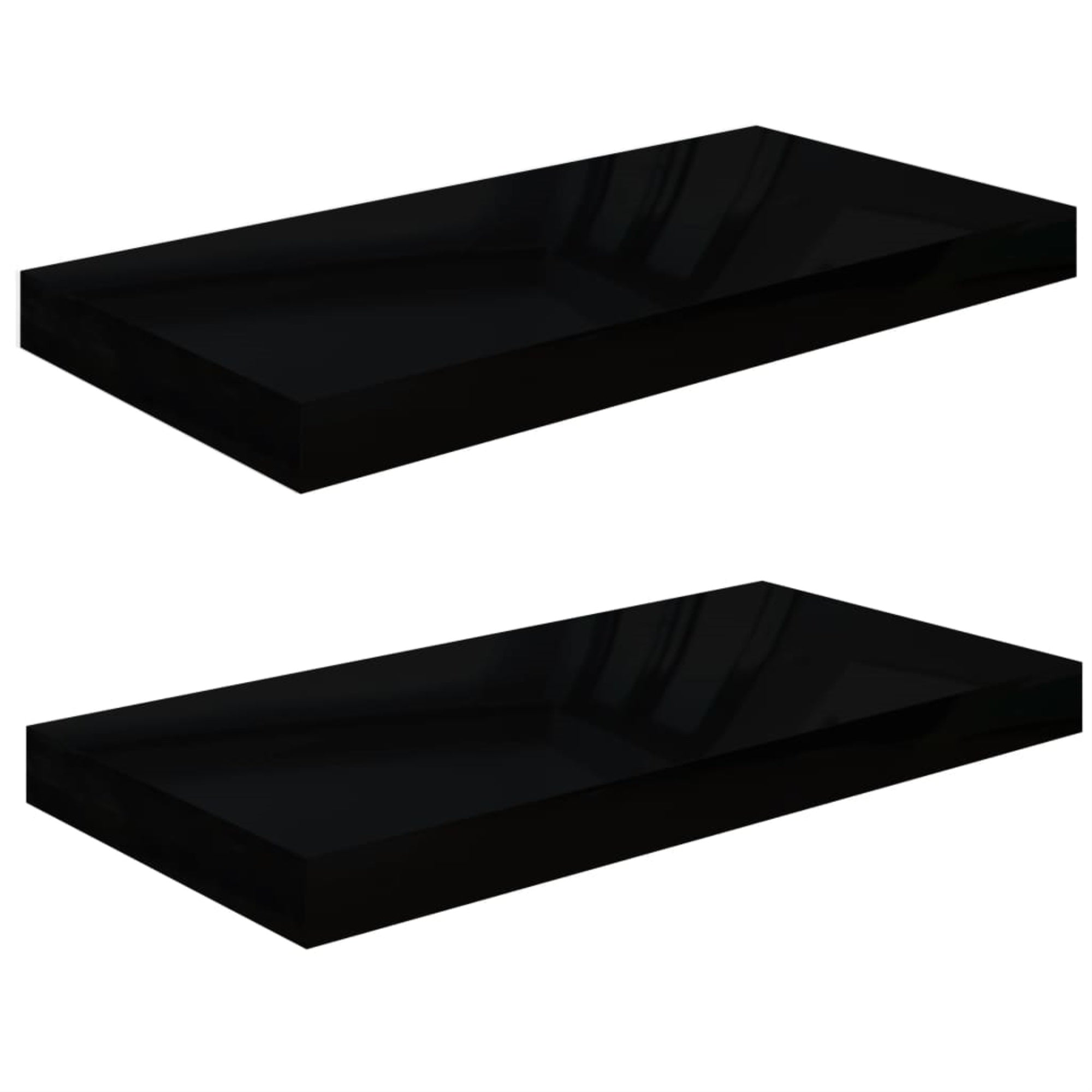 Vidaxl Floating Wall Shelves 2 Pcs High Gloss Black 19.7'X9.1'X1.5' Mdf