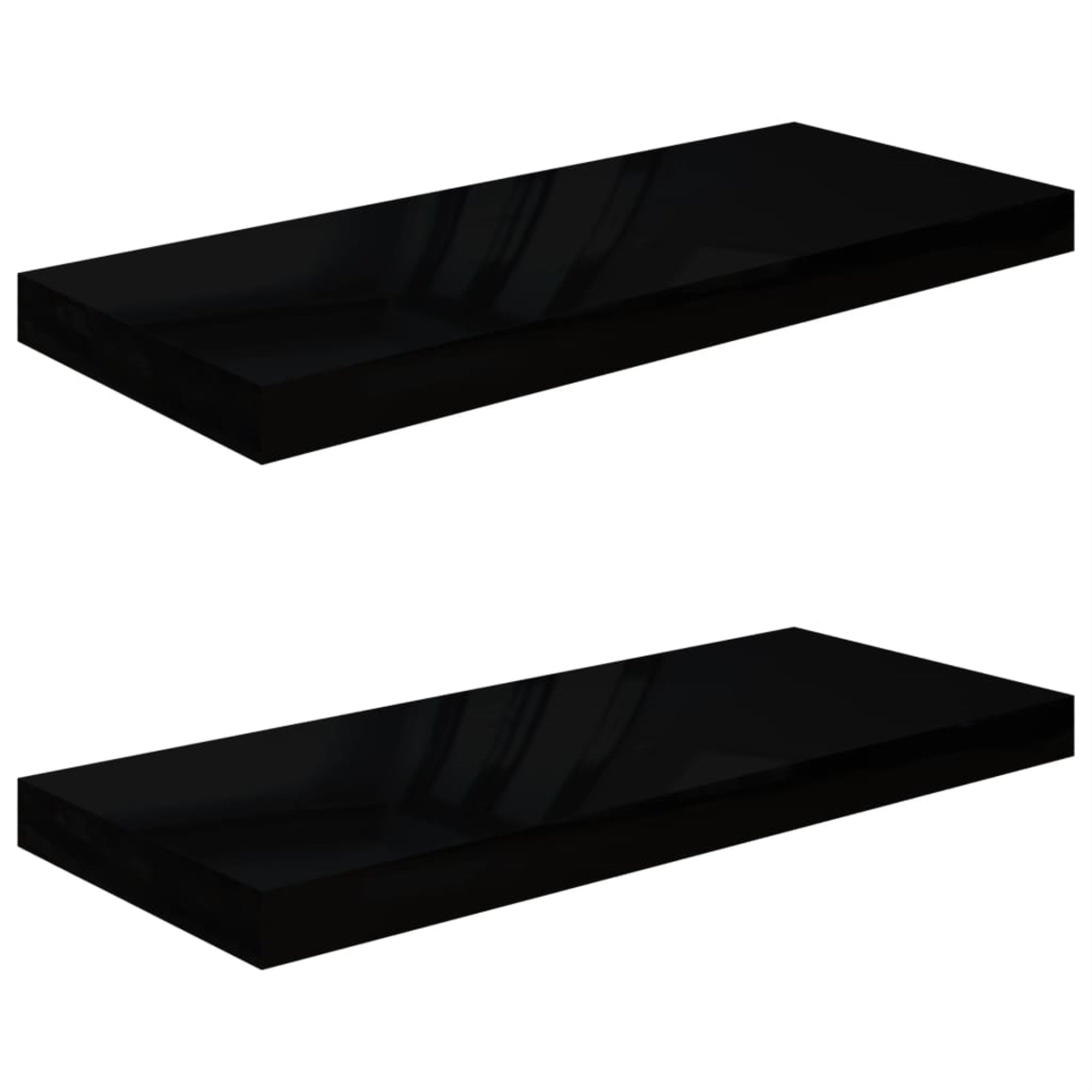 Vidaxl Floating Wall Shelves 2 Pcs High Gloss Black 23.6'X9.3'X1.5' Mdf