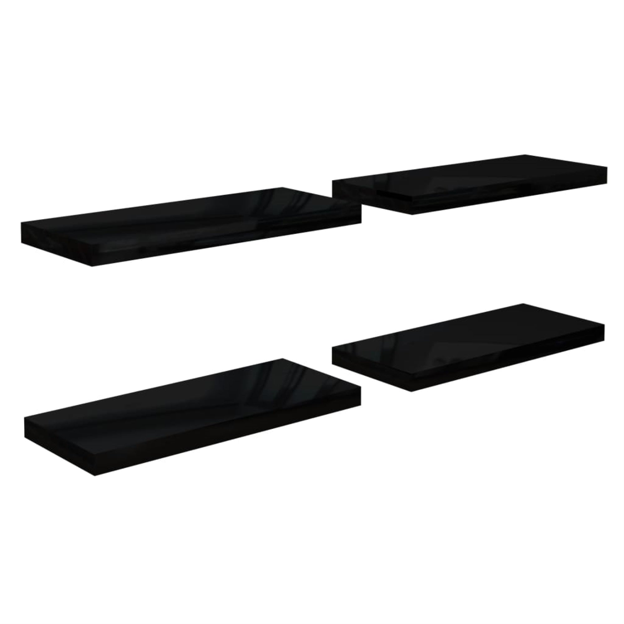 Vidaxl Floating Wall Shelves 4 Pcs High Gloss Black 23.6'X9.3'X1.5' Mdf