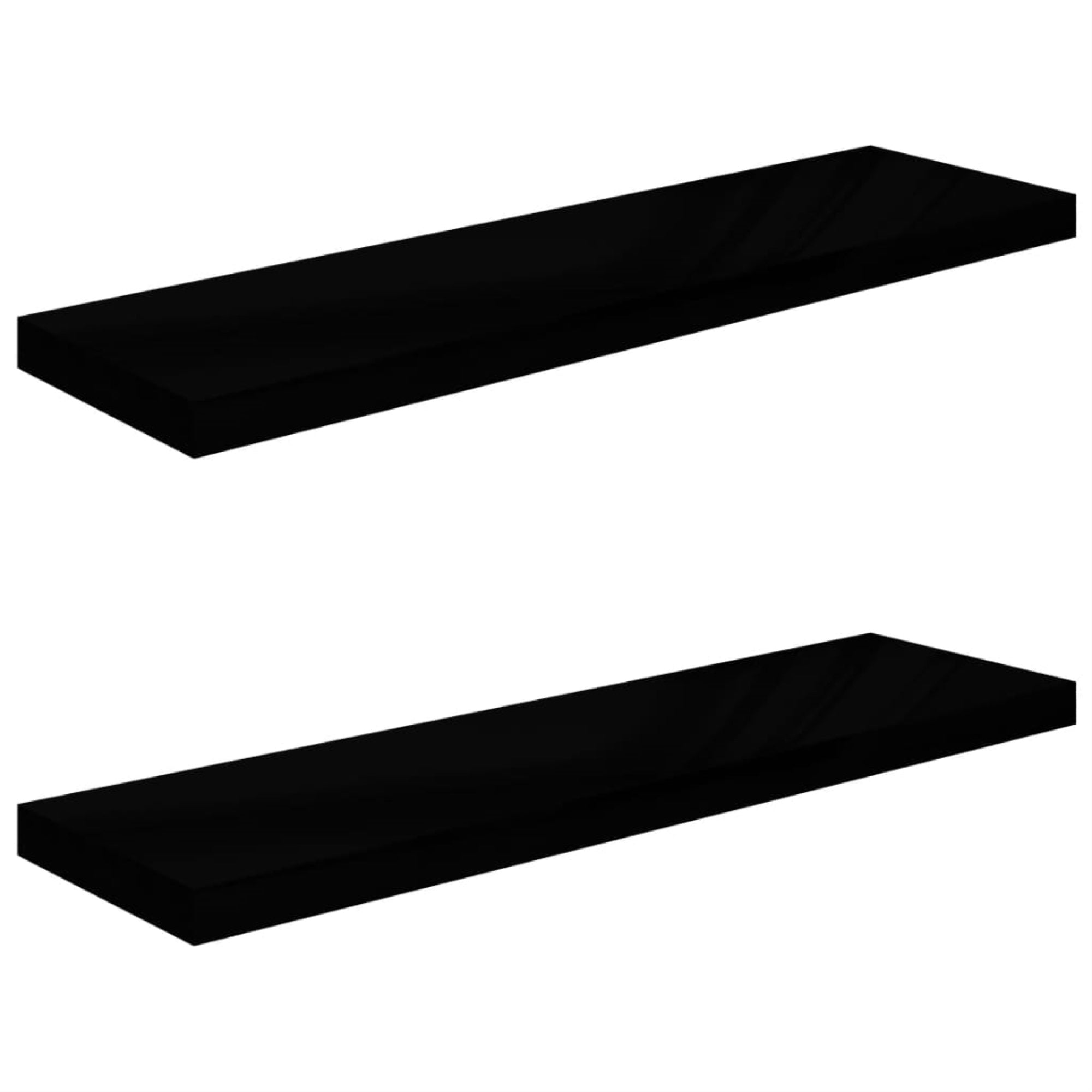 Vidaxl Floating Wall Shelves 2 Pcs High Gloss Black 35.4'X9.3'X1.5' Mdf