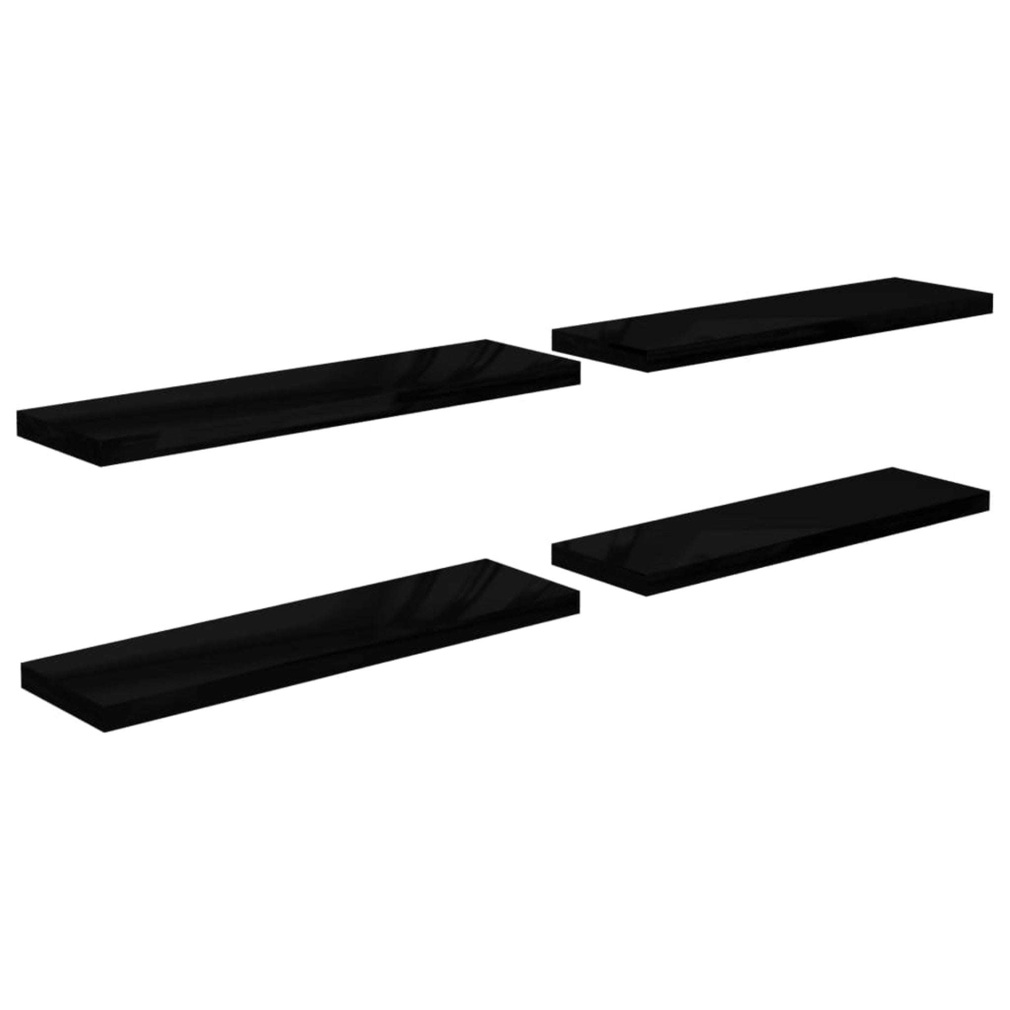 Vidaxl Floating Wall Shelves 4 Pcs High Gloss Black 35.4'X9.3'X1.5' Mdf