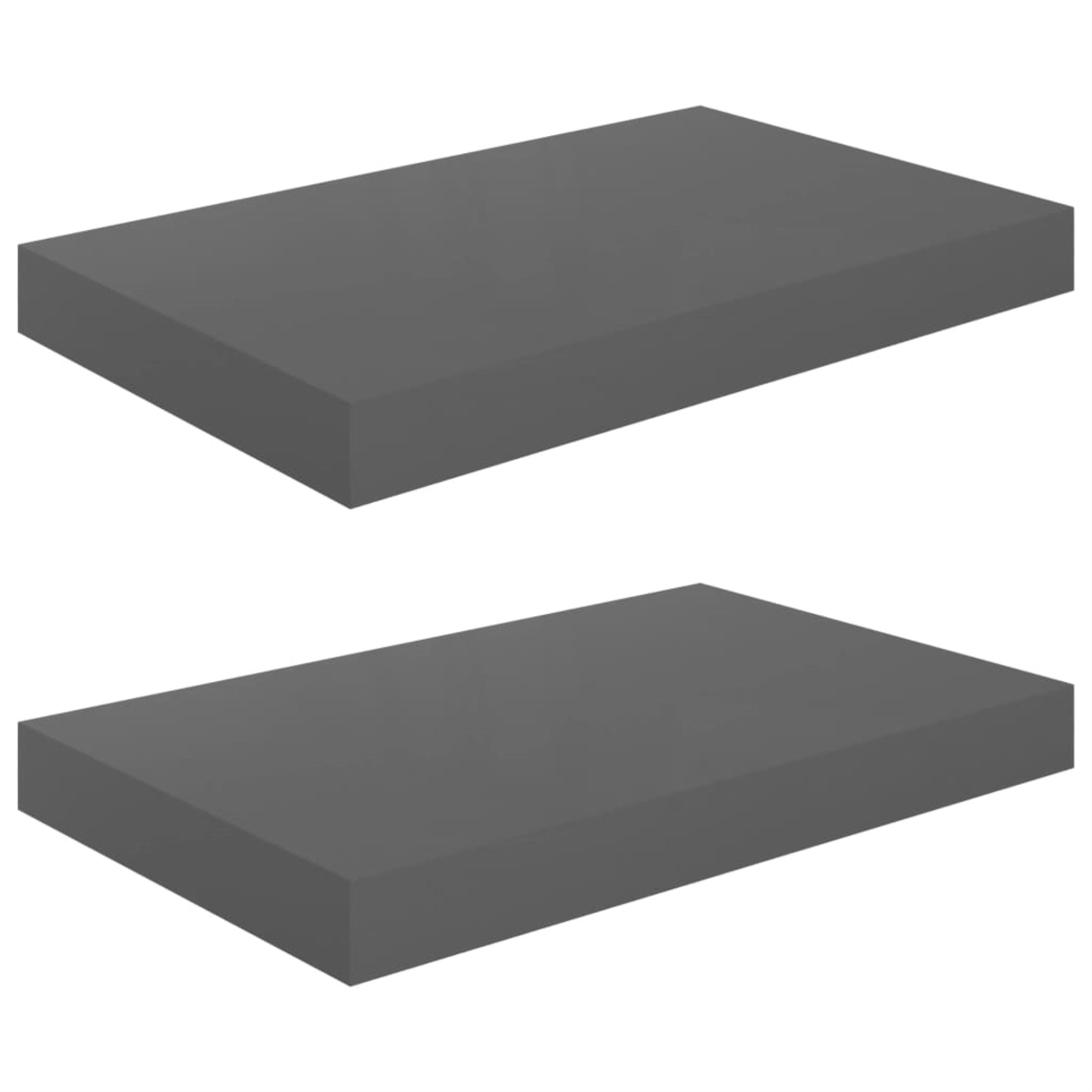 Vidaxl Floating Wall Shelves 2 Pcs High Gloss Gray 15.7'X9.1'X1.5' Mdf