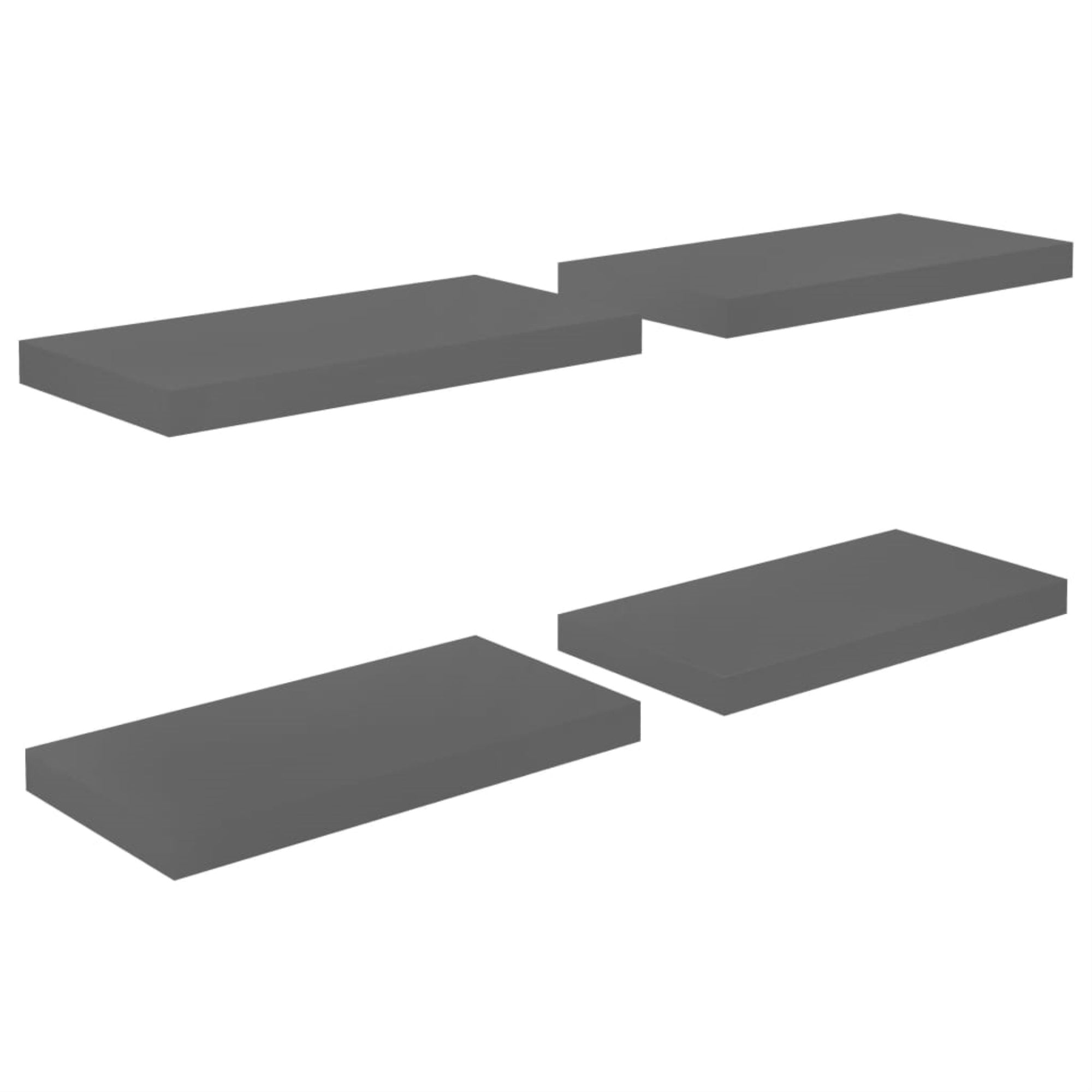 Vidaxl Floating Wall Shelves 4 Pcs High Gloss Gray 19.7'X9.1'X1.5' Mdf