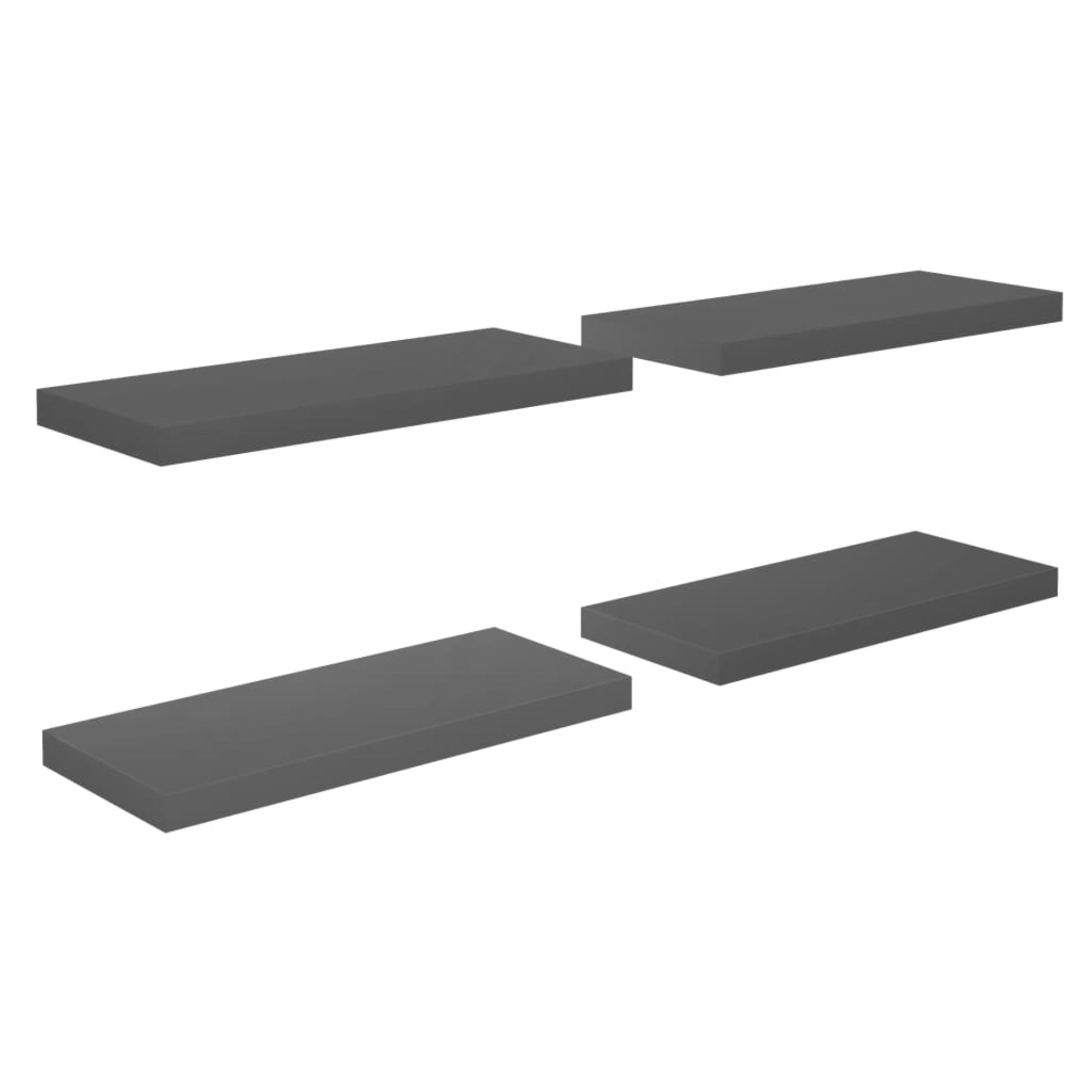 Vidaxl Floating Wall Shelves 4 Pcs High Gloss Gray 23.6'X9.3'X1.5' Mdf