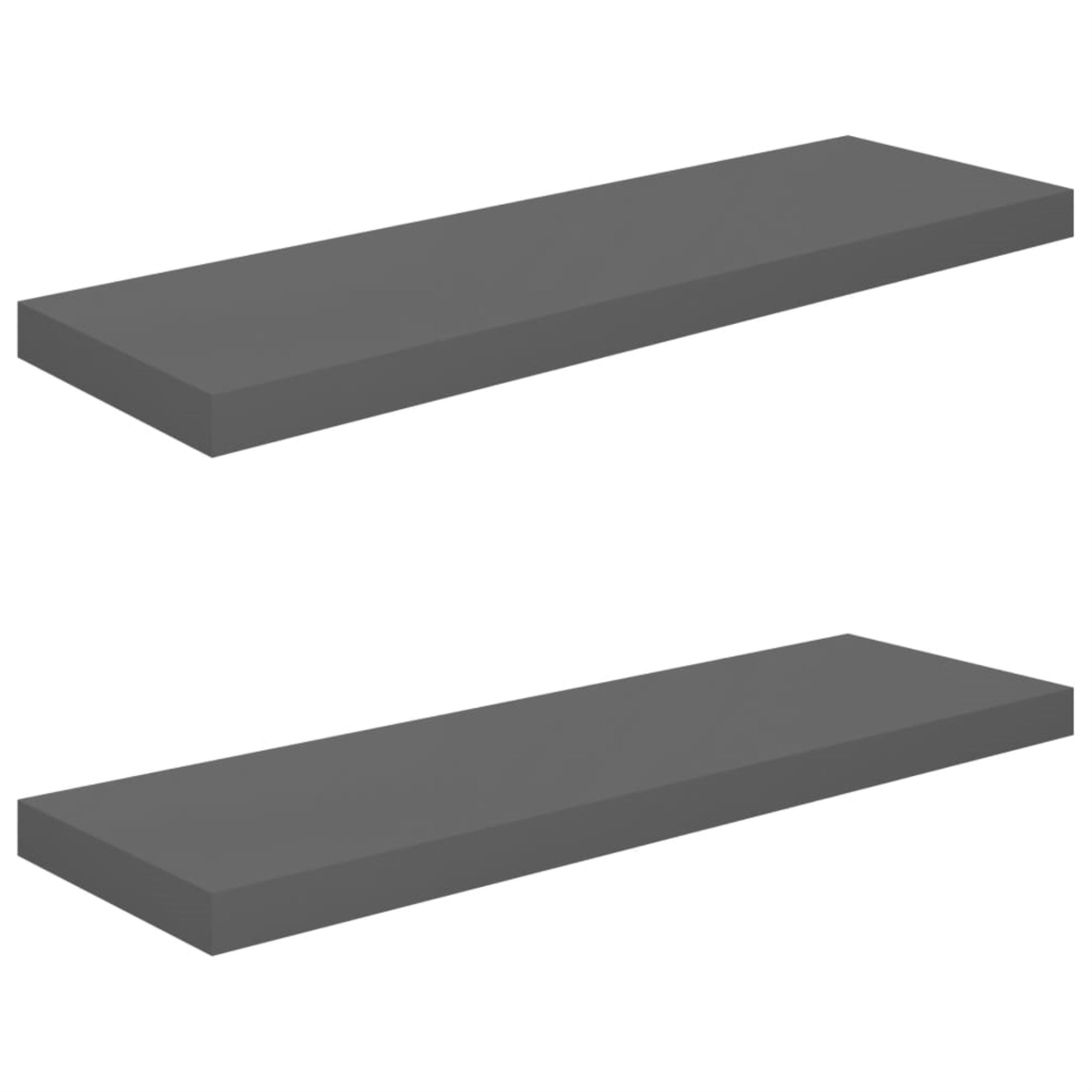 Vidaxl Floating Wall Shelves 2 Pcs High Gloss Gray 31.5'X9.3'X1.5' Mdf