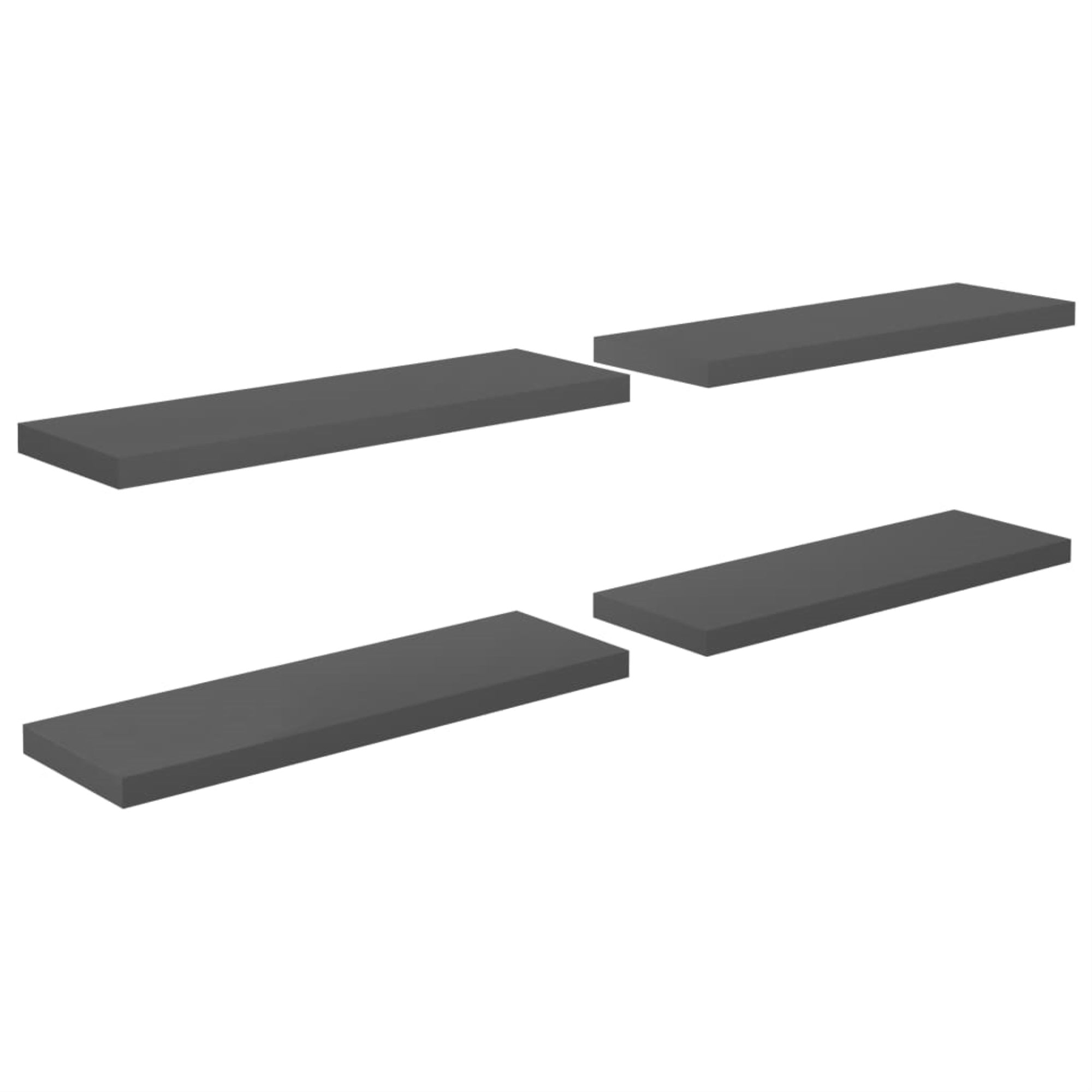 Vidaxl Floating Wall Shelves 4 Pcs High Gloss Gray 31.5'X9.3'X1.5' Mdf
