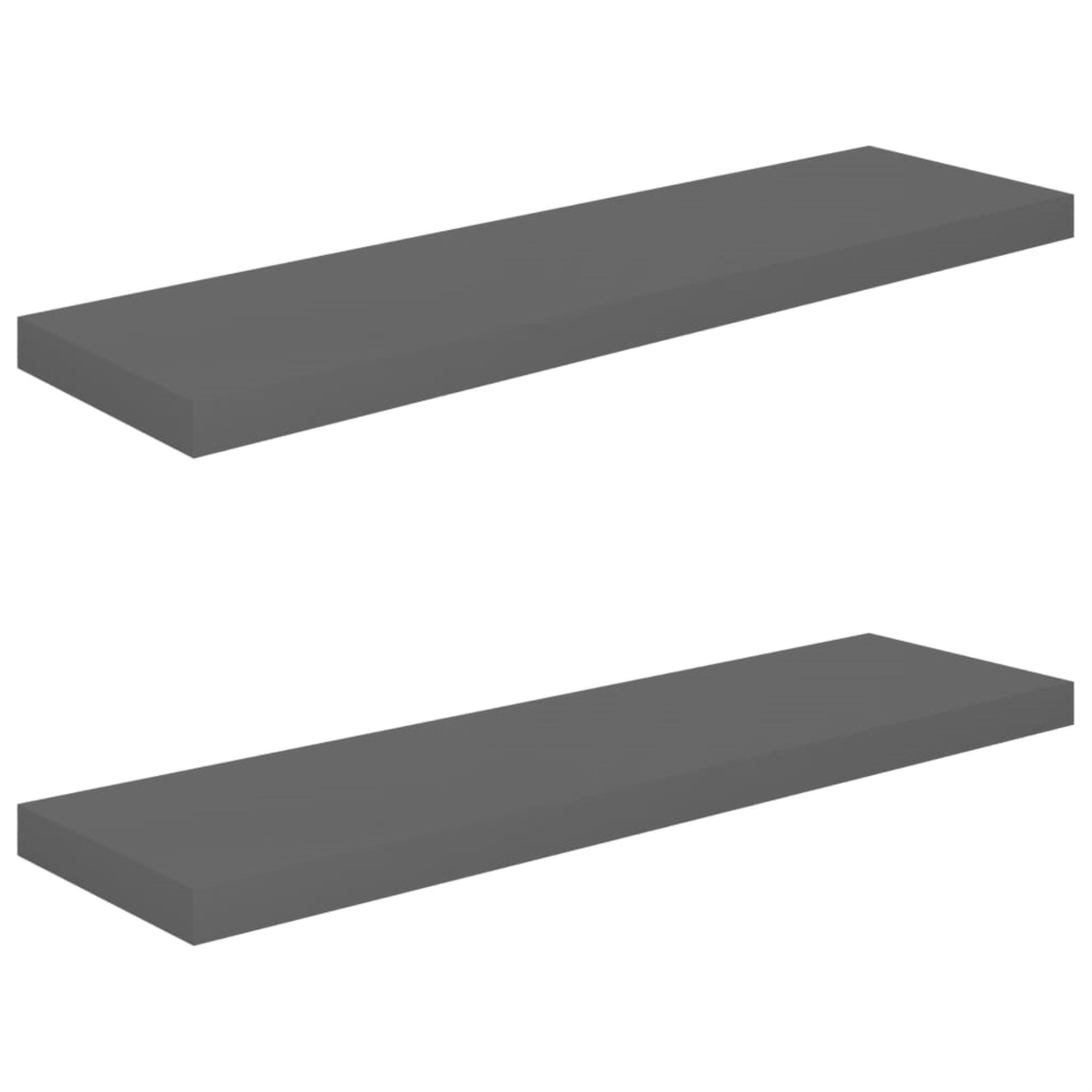 Vidaxl Floating Wall Shelves 2 Pcs High Gloss Gray 35.4'X9.3'X1.5' Mdf
