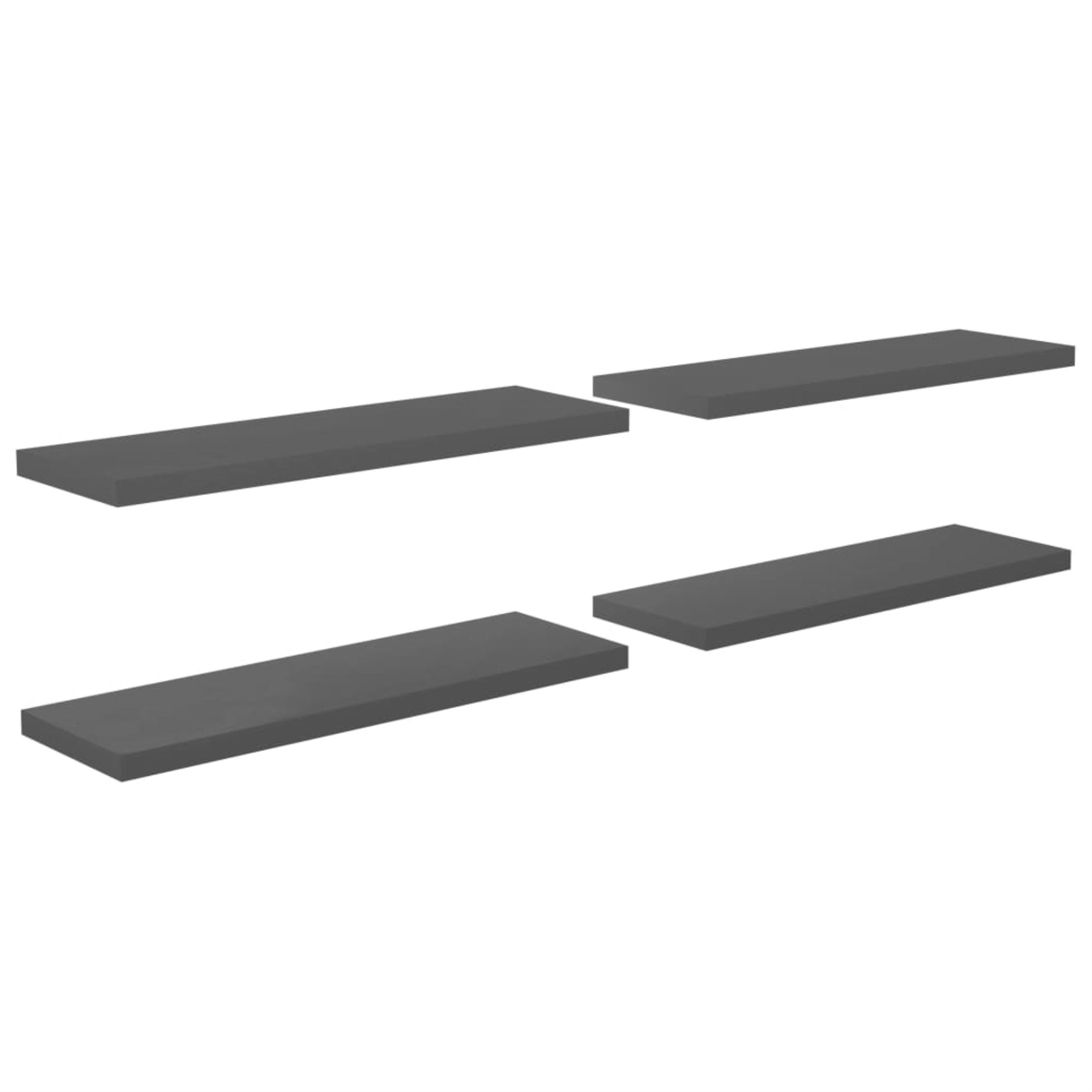 Vidaxl Floating Wall Shelves 4 Pcs High Gloss Gray 47.2'X9.3'X1.5' Mdf