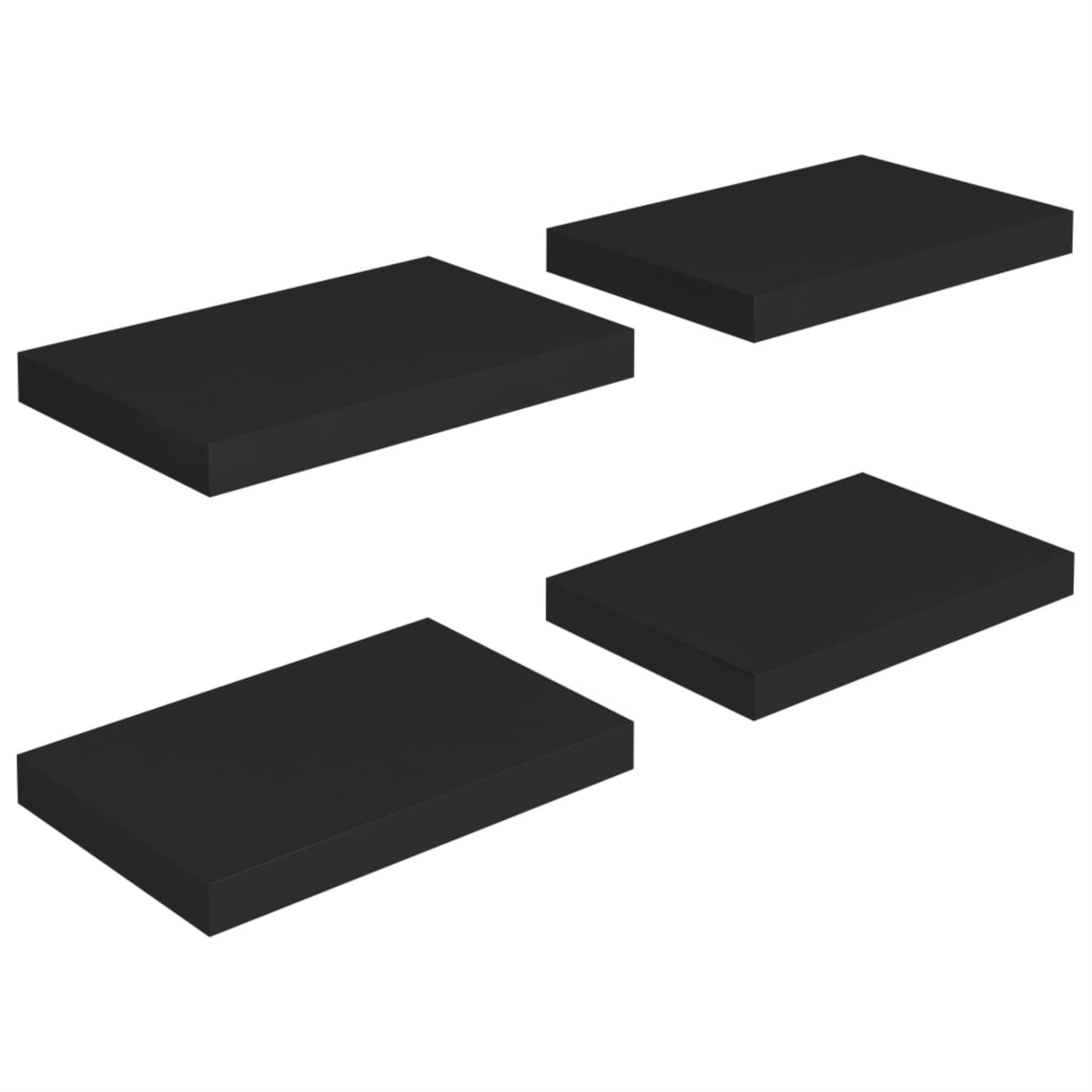 Vidaxl Floating Wall Shelves 4 Pcs Black 15.7'X9.1'X1.5' Mdf