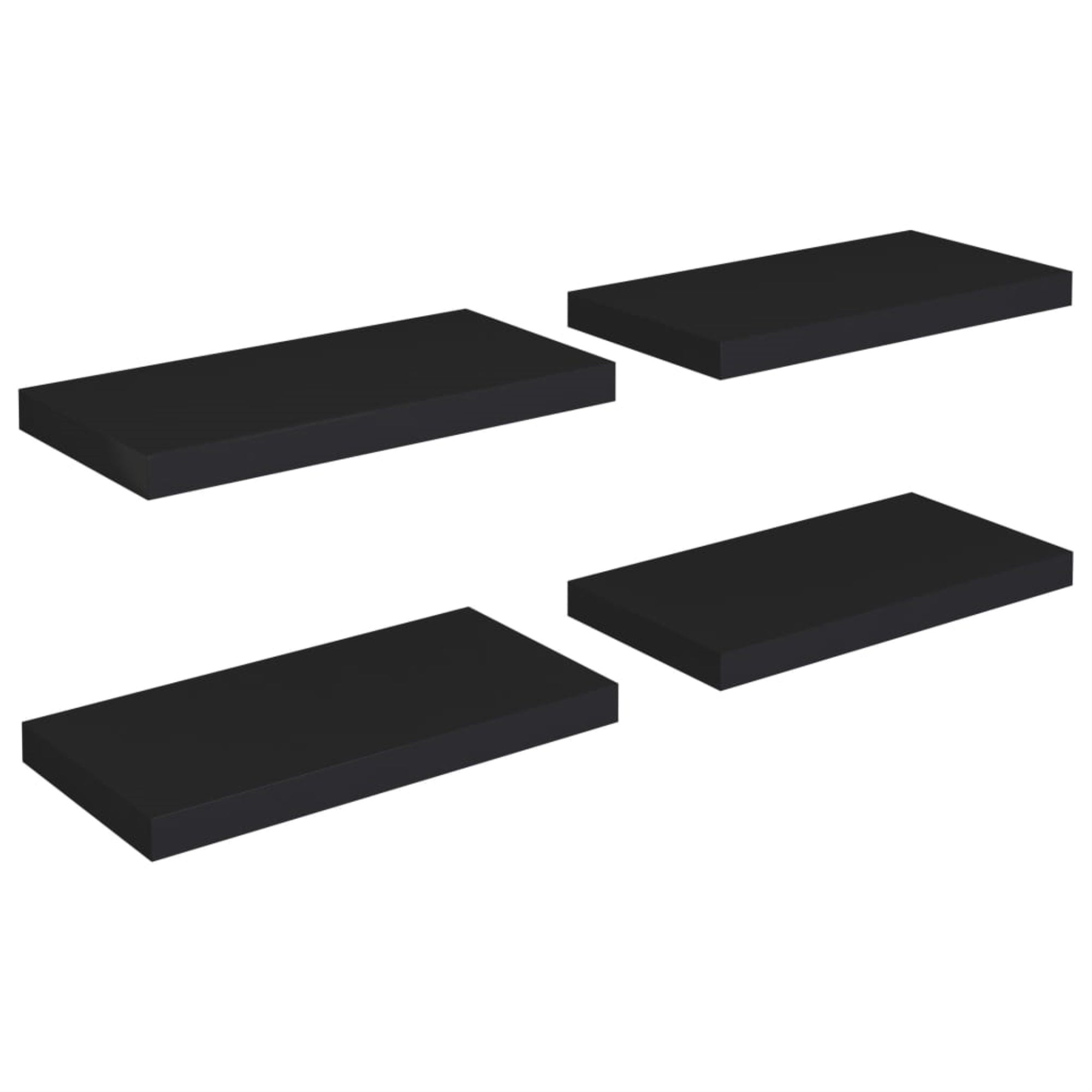 Vidaxl Floating Wall Shelves 4 Pcs Black 19.7'X9.1'X1.5' Mdf
