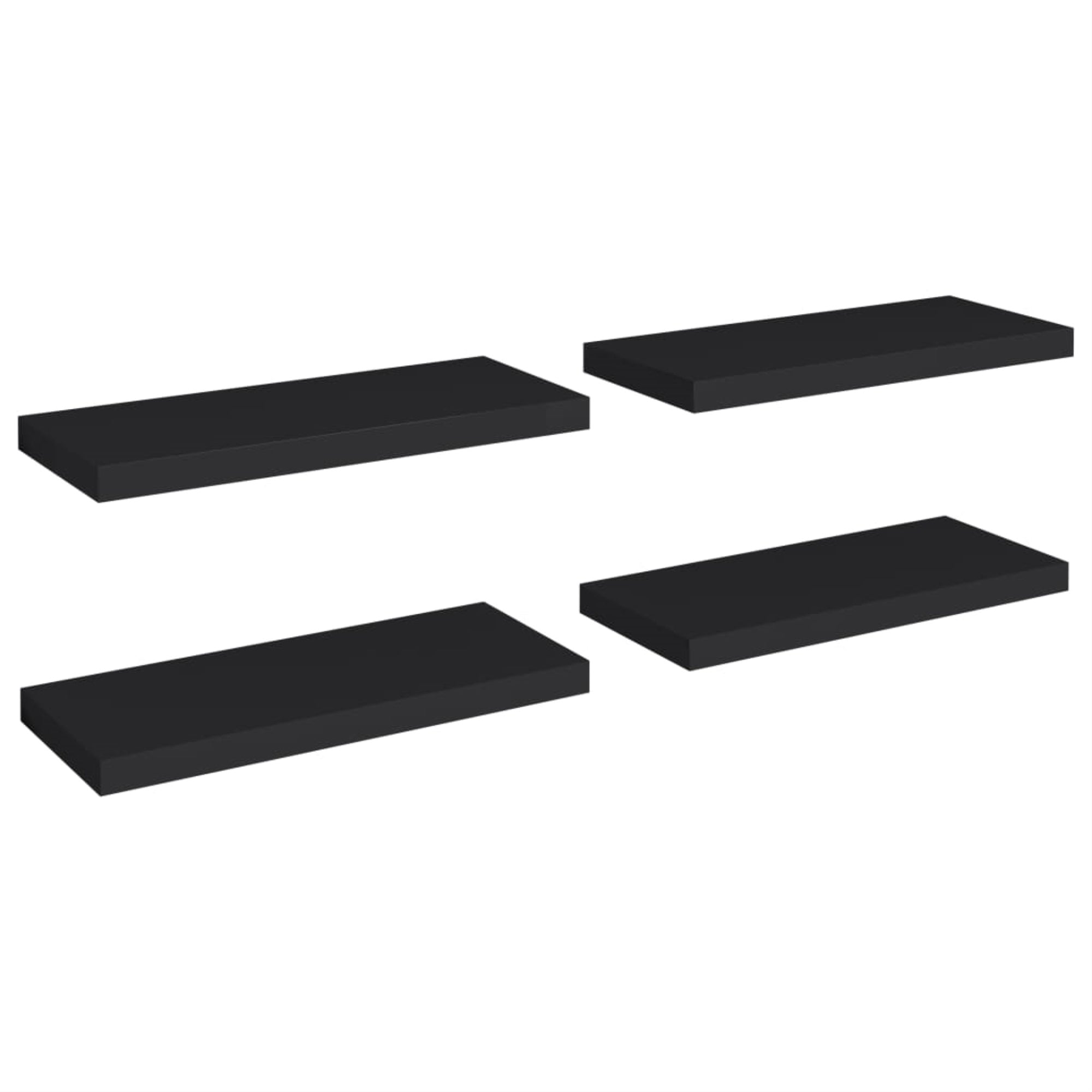 Vidaxl Floating Wall Shelves 4 Pcs Black 23.6'X9.3'X1.5' Mdf