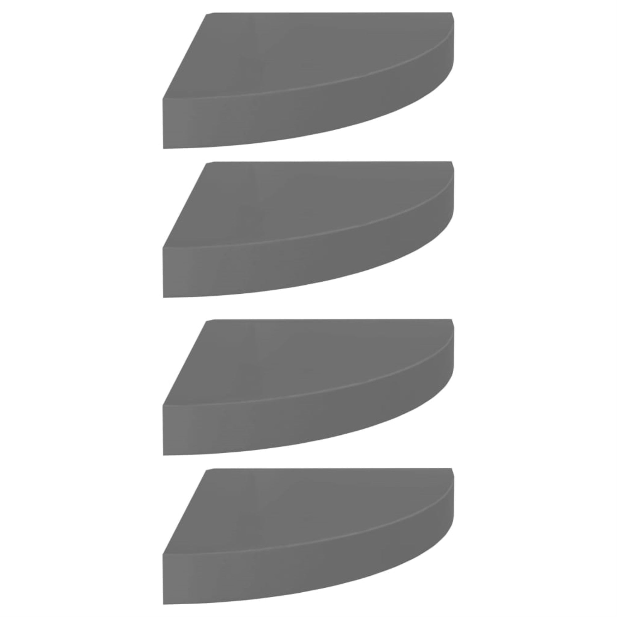 Vidaxl Floating Corner Shelves 4 Pcs High Gloss Gray 9.8'X9.8'X1.5' Mdf