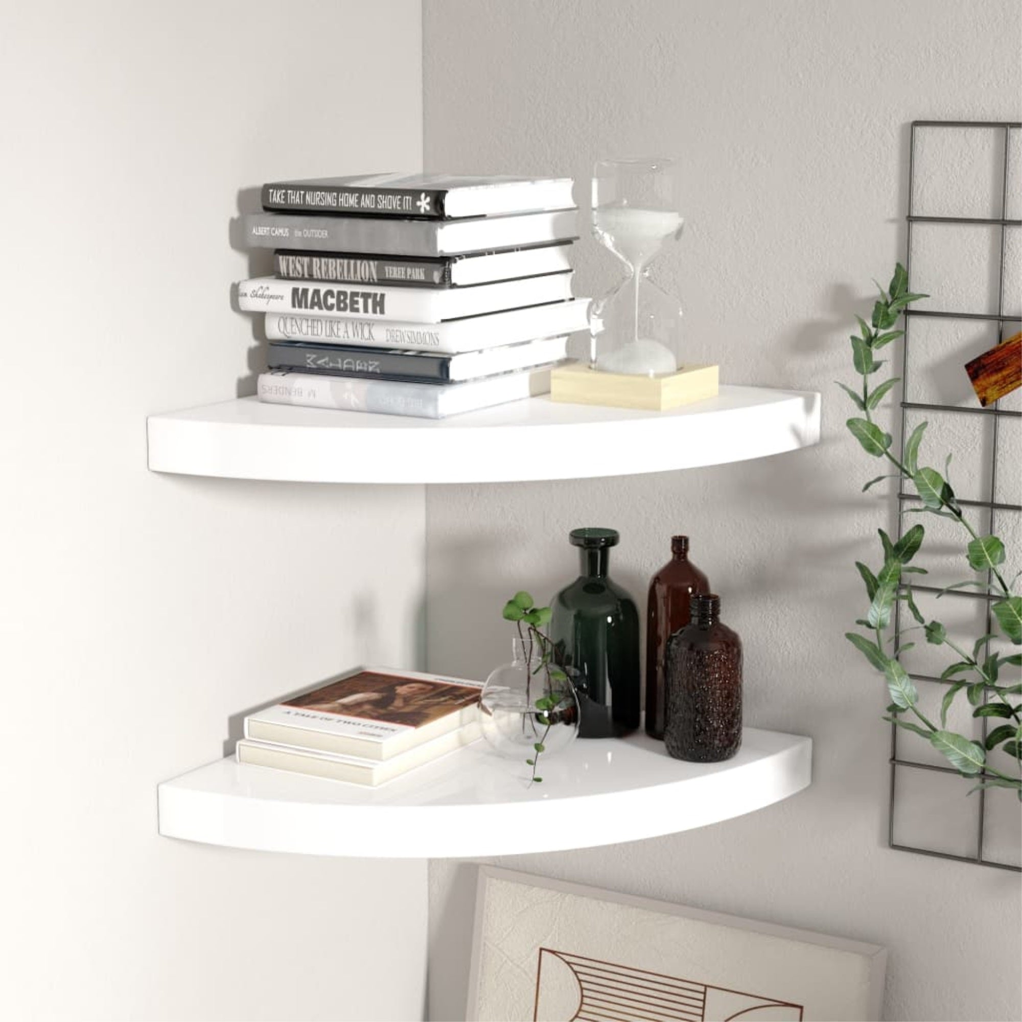 Vidaxl Floating Corner Shelves 2 Pcs High Gloss White 13.8'X13.8'X1.5' Mdf