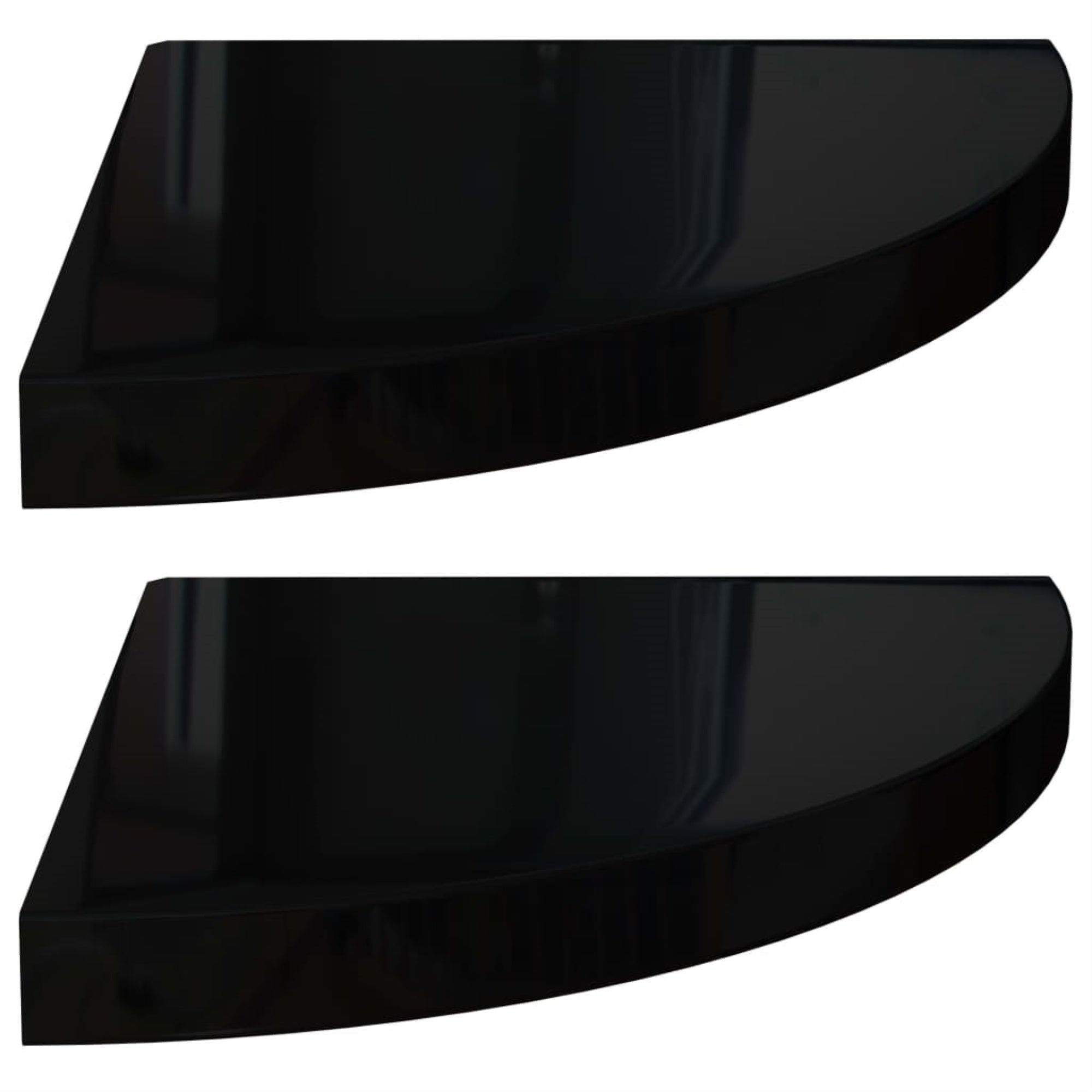 Vidaxl Floating Corner Shelves 2 Pcs High Gloss Black 13.8'X13.8'X1.5' Mdf