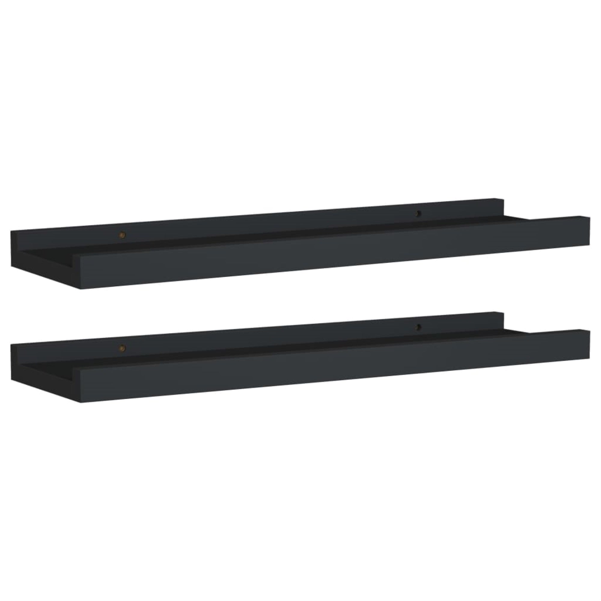 vidaXL Picture Frame Ledge Shelves 2 pcs Black 15.7″x3.5″x1.2″ MDF