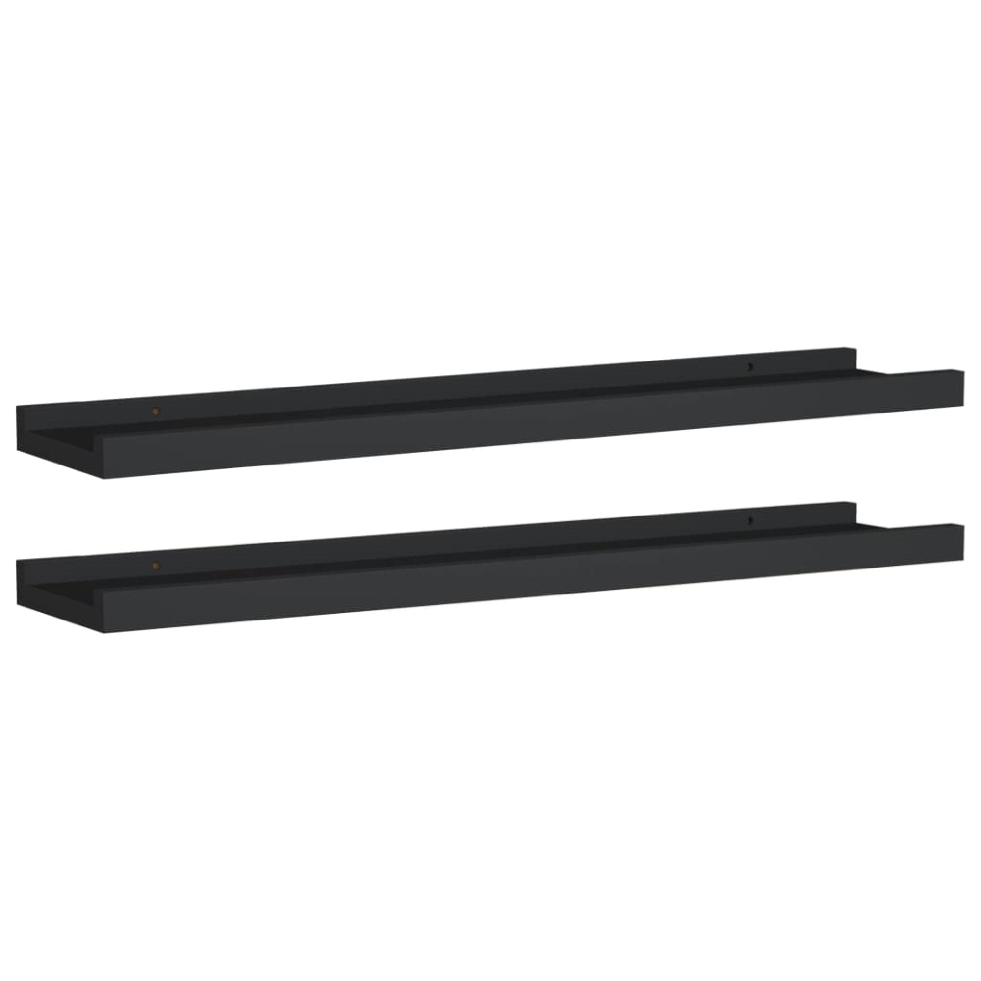 vidaXL Picture Frame Ledge Shelves 2 pcs Black 23.6″x3.5″x1.2″ MDF