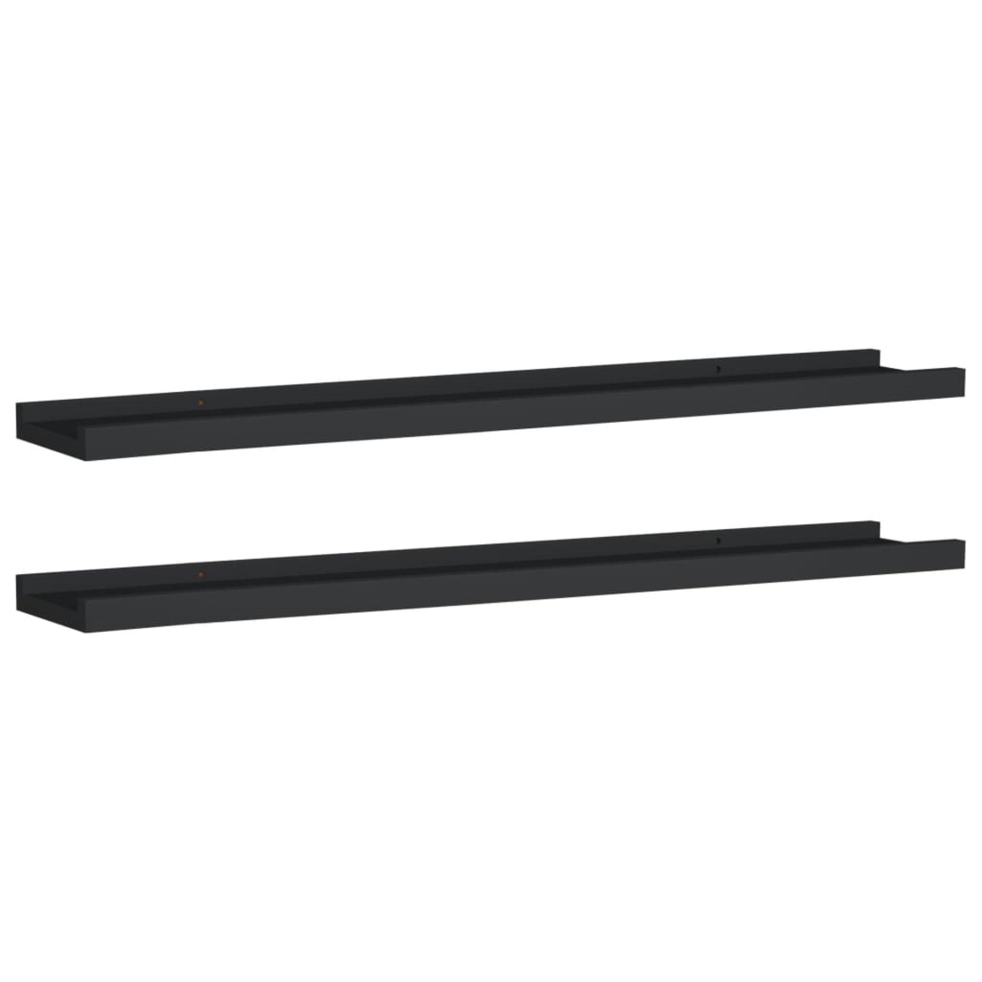 vidaXL Picture Frame Ledge Shelves 2 pcs Black 31.5″x3.5″x1.2″ MDF