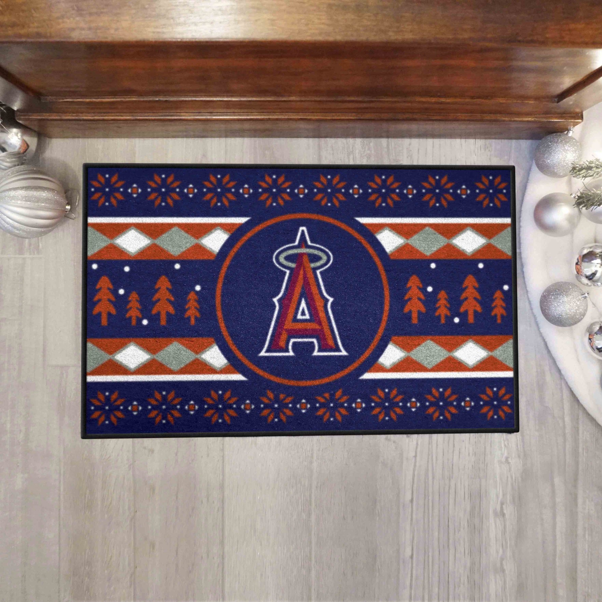 Los Angeles Angels Holiday Sweater Starter Mat Accent Rug - 19In. X 30In.