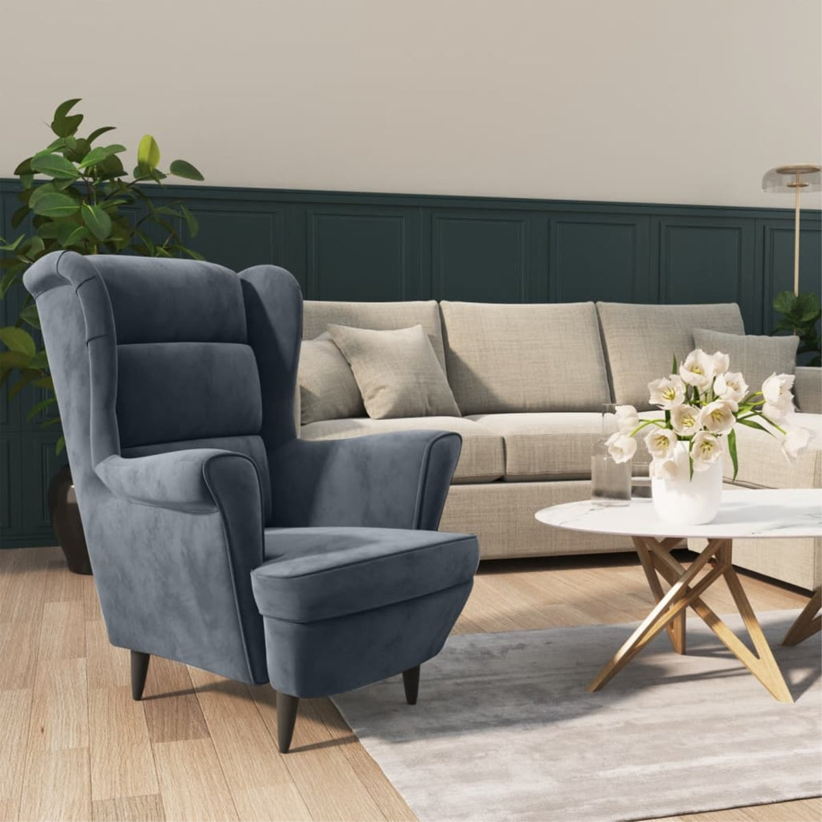 Vidaxl Armchair Dark Gray Velvet