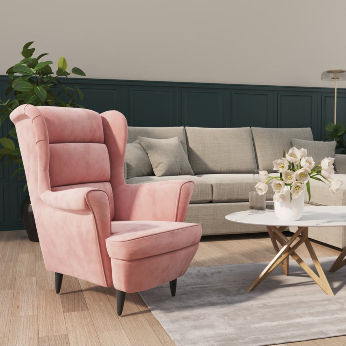 Vidaxl Armchair Pink Velvet