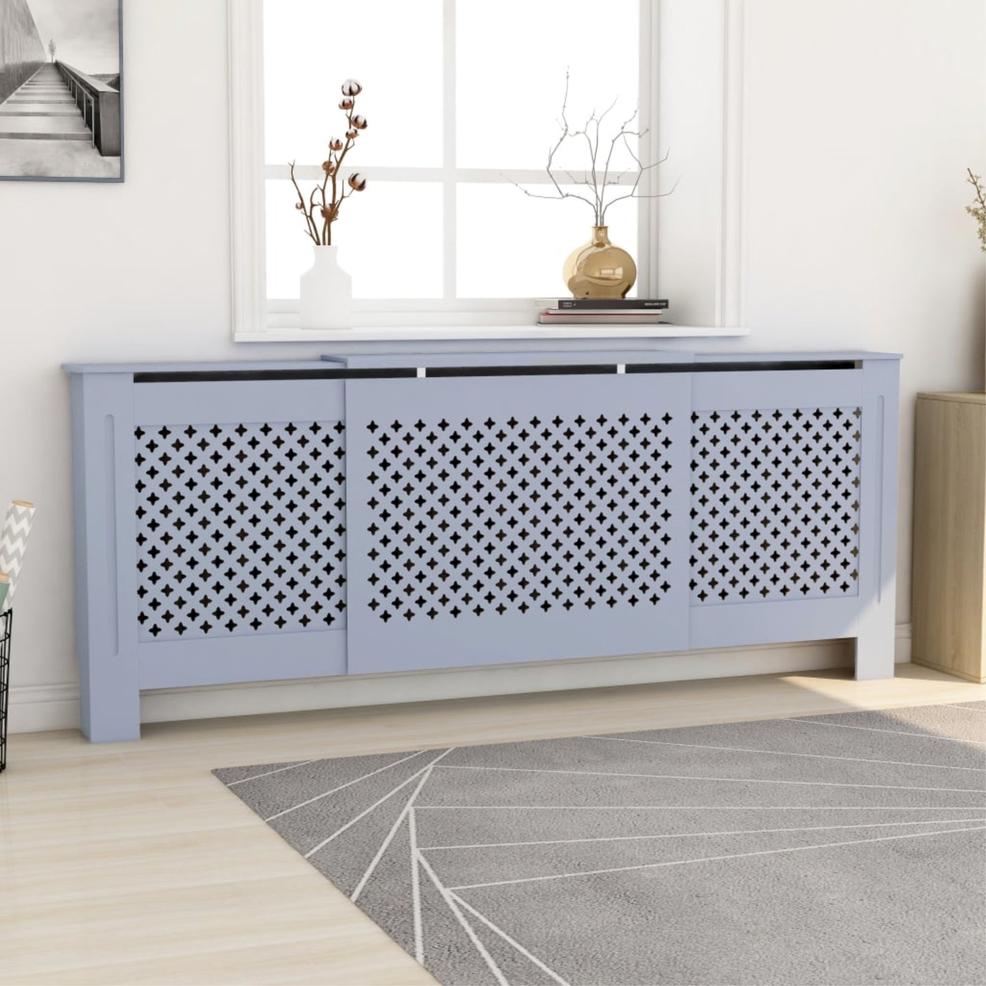 Vidaxl Mdf Radiator Cover Gray 80.7'