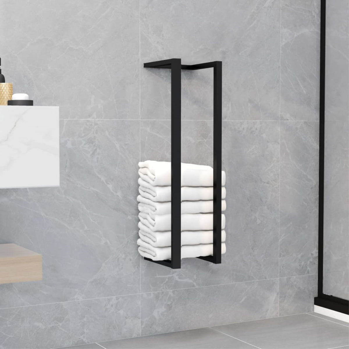 Vidaxl Towel Rack Black 5'X5'X23.6' Iron