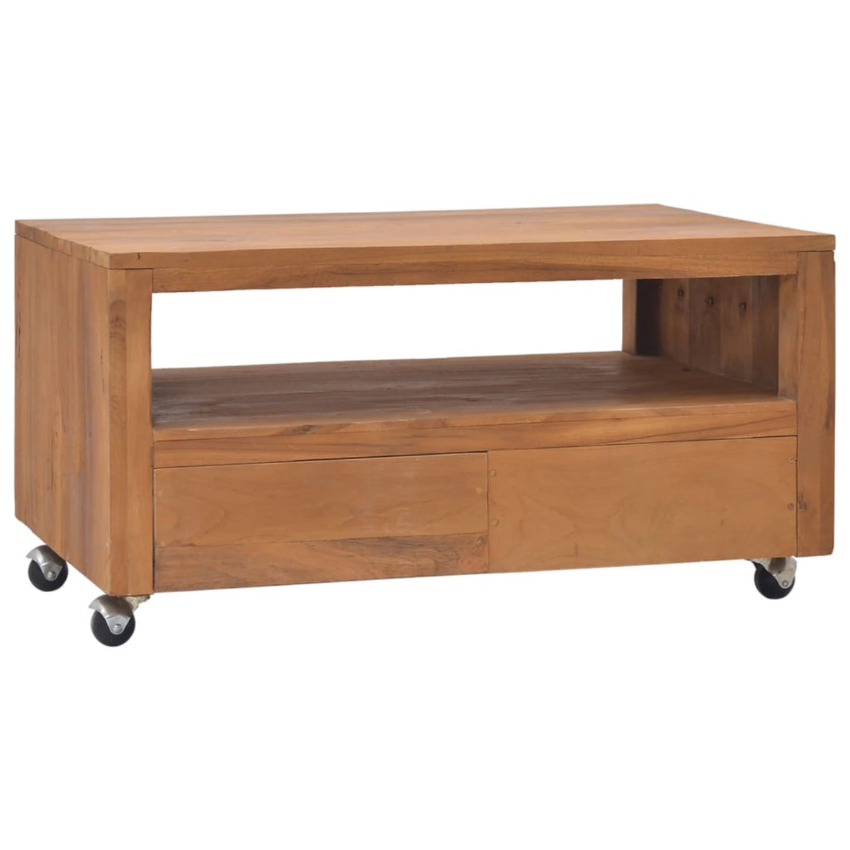 Vidaxl Tv Cabinet With Wheels 31.5'X19.7'X16.5' Solid Teak Wood