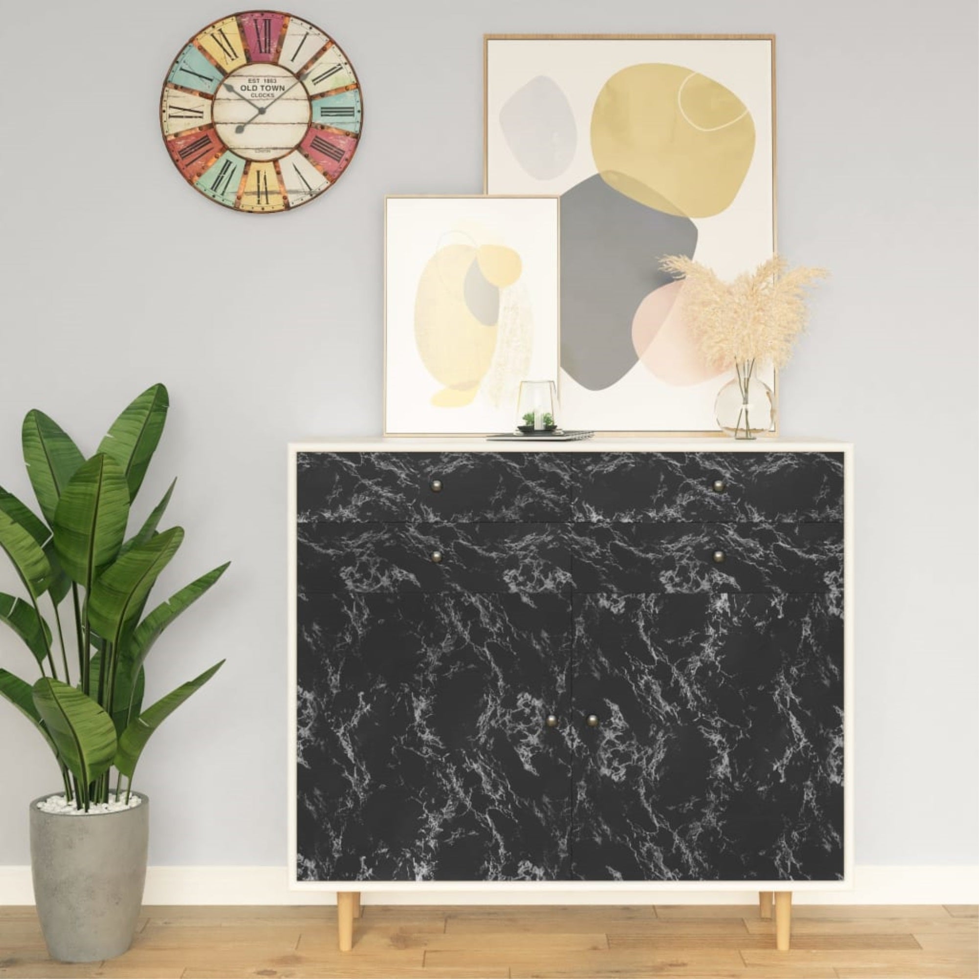 Vidaxl Self-Adhesive Furniture Film Black Stone 196.9'X35.4' Pvc