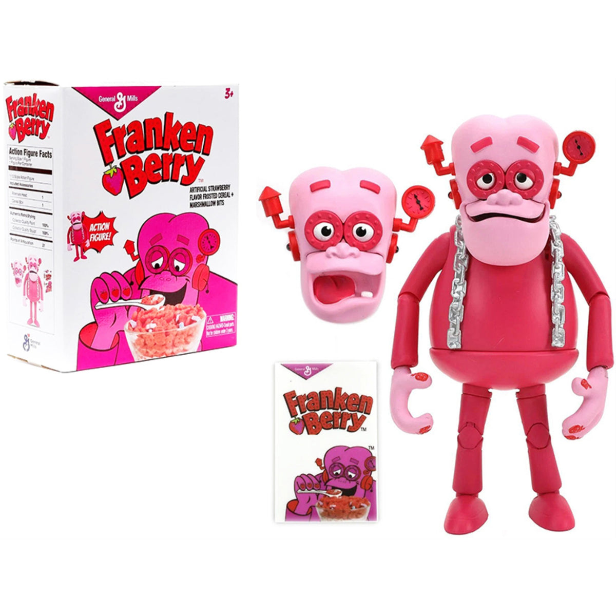 Franken Berry 6.25' Moveable Figurine With Alternate Head And Cereal Box 'General Mills' 1/12 Scale By Jada