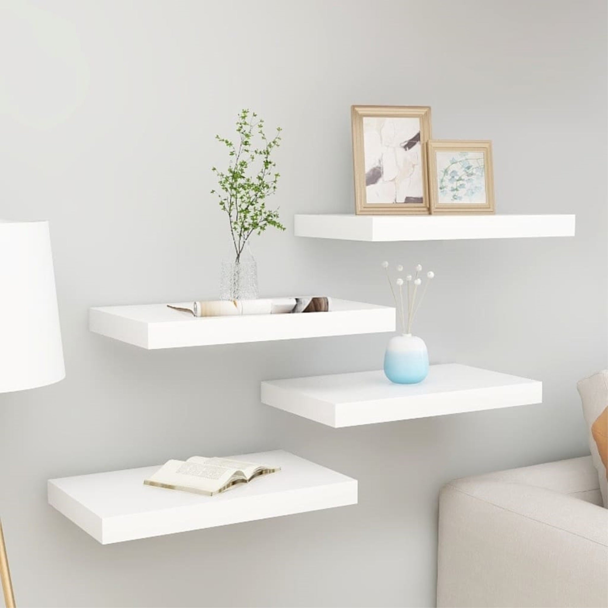 Vidaxl Floating Wall Shelves 4 Pcs Oak And White 19.7'X9.1'X1.5' Mdf