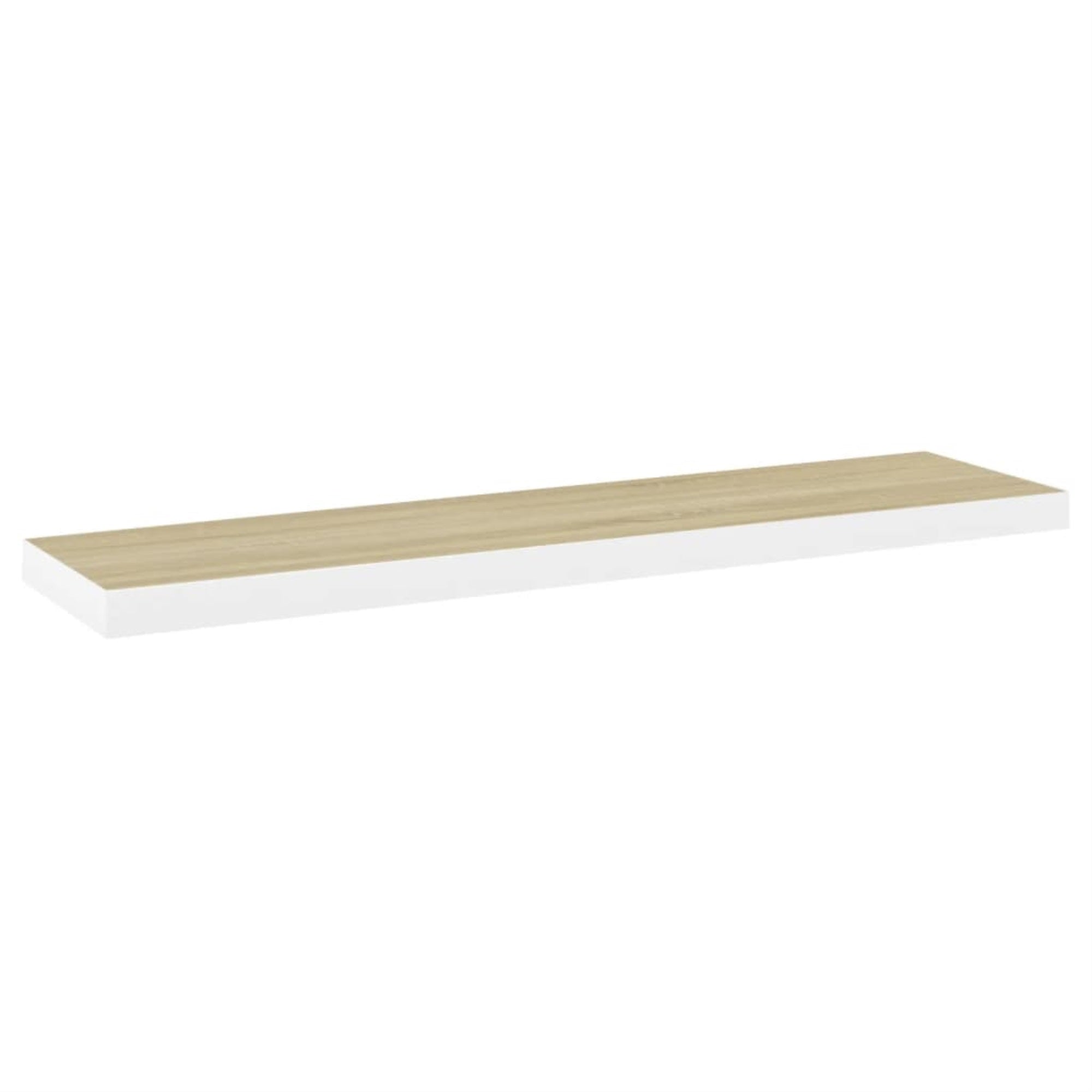 vidaXL Floating Wall Shelf Oak and White 47.2″x9.3″x1.5″ MDF
