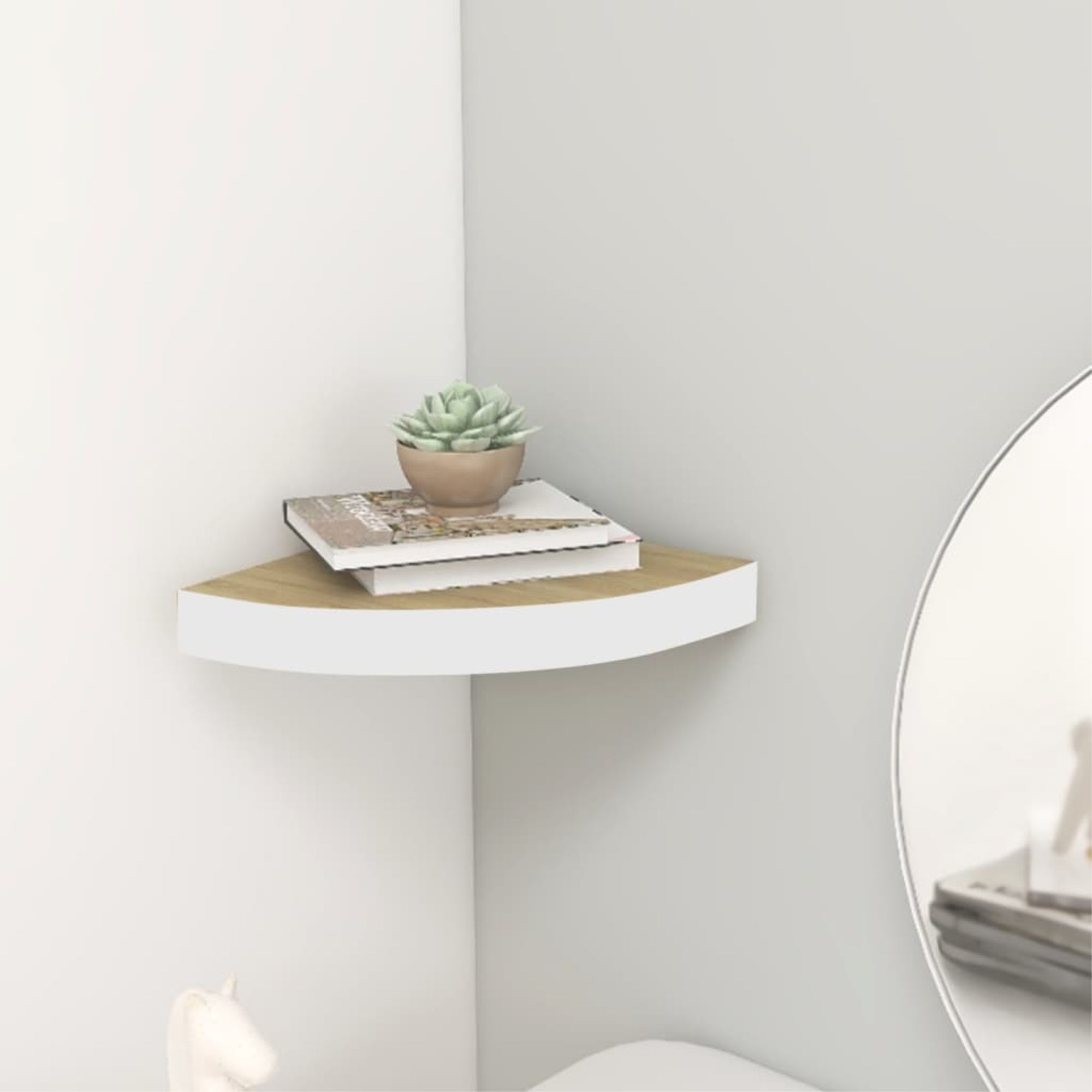 Vidaxl Wall Corner Shelf Oak And White 9.8'X9.8'X1.4' Mdf