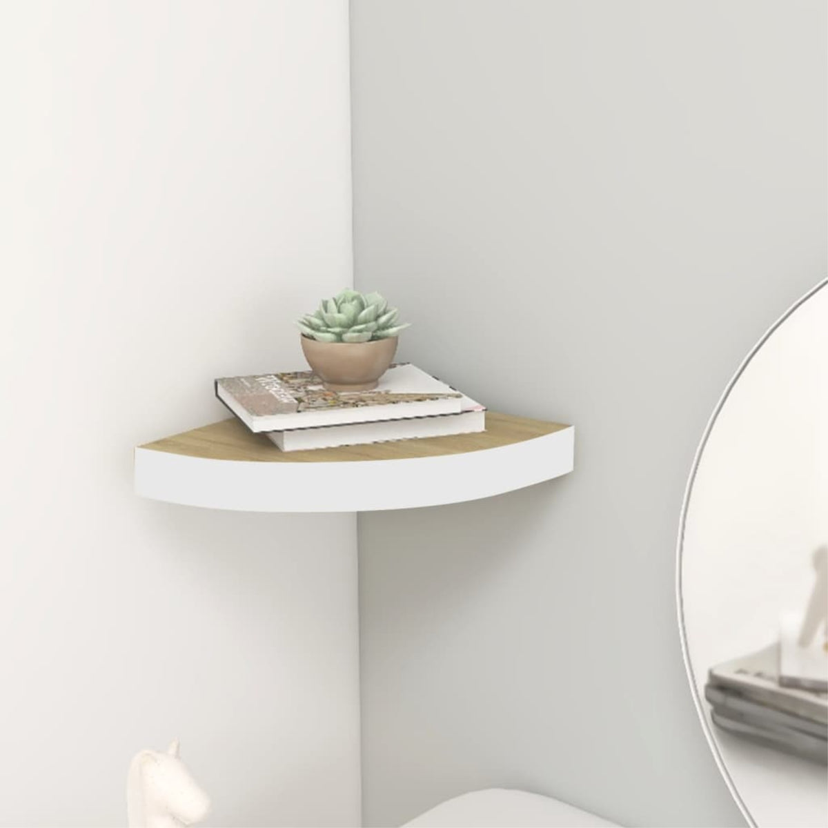 Vidaxl Wall Corner Shelf Oak And White 9.8'X9.8'X1.4' Mdf