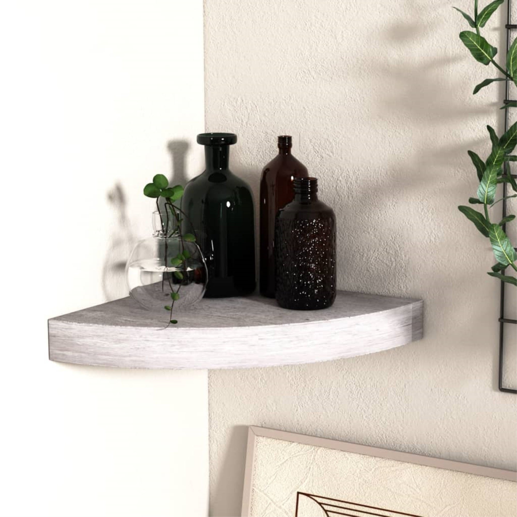 Vidaxl Wall Corner Shelf Concrete Gray 9.8'X9.8'X1.4' Mdf