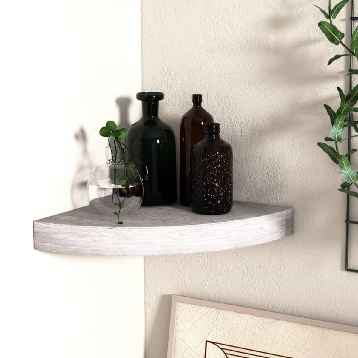 Vidaxl Wall Corner Shelf Concrete Gray 9.8'X9.8'X1.4' Mdf
