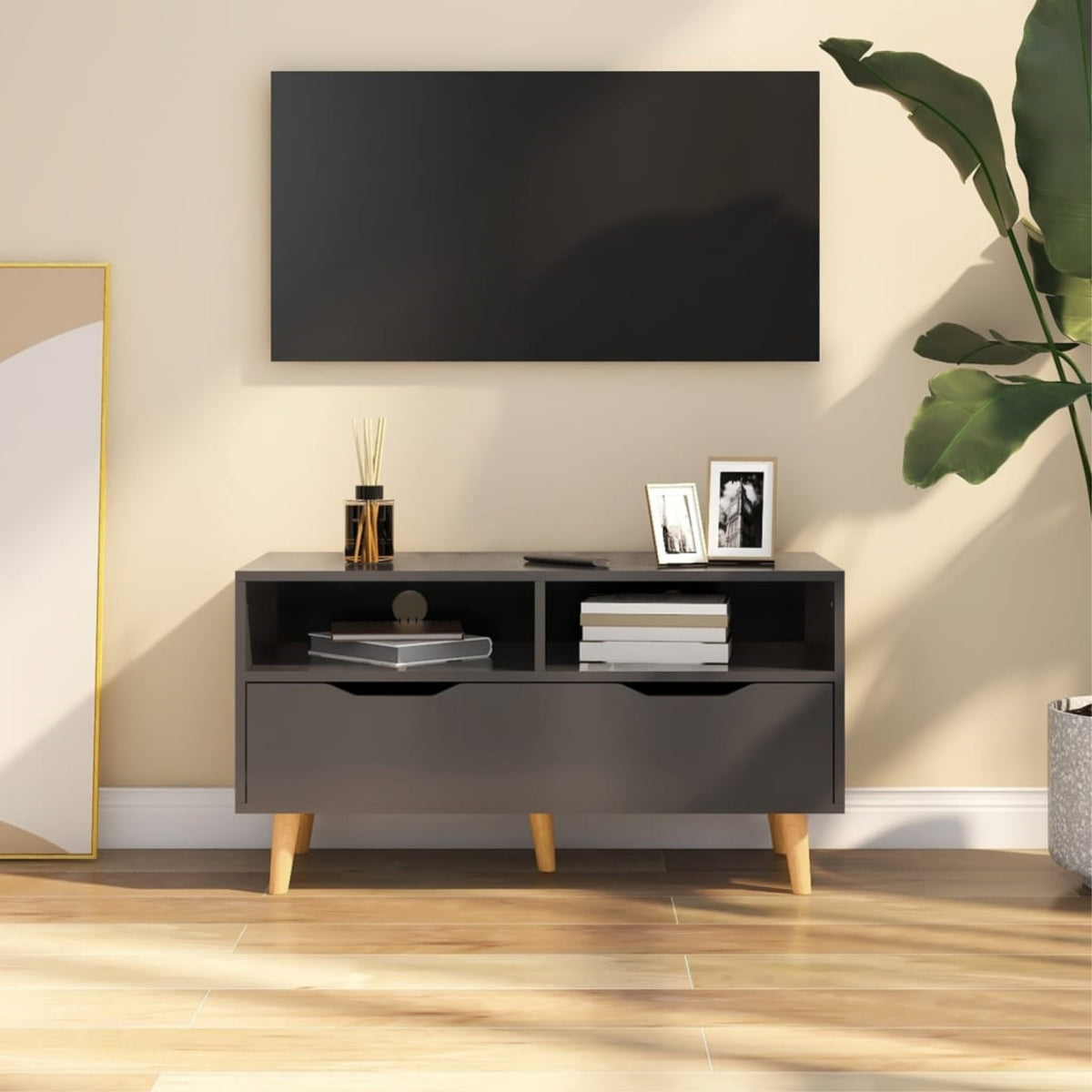 Vidaxl Tv Cabinet Gray 35.4'X15.7'X19.1' Chipboard