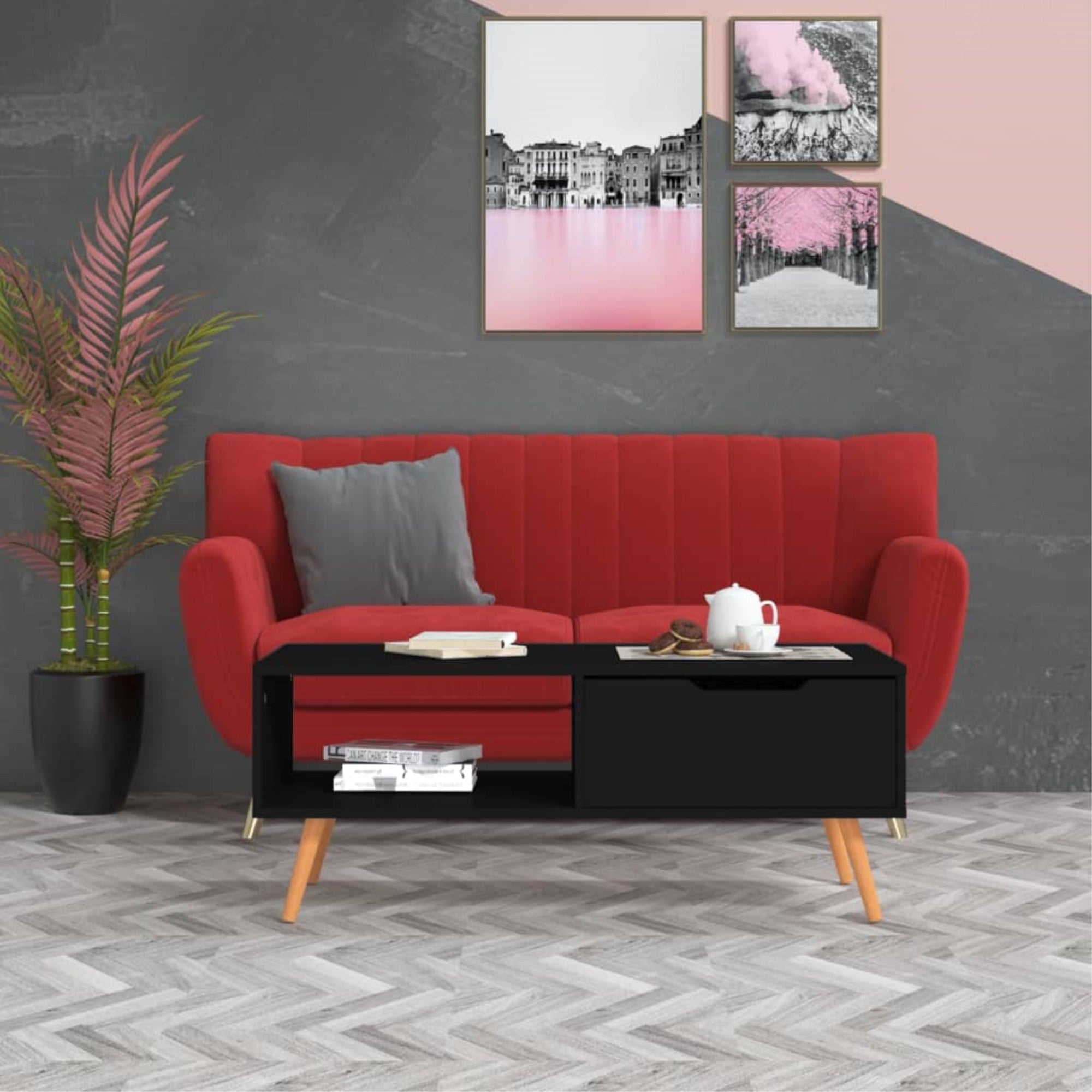 Vidaxl Coffee Table Black 39.4'X19.5'X16.9' Chipboard