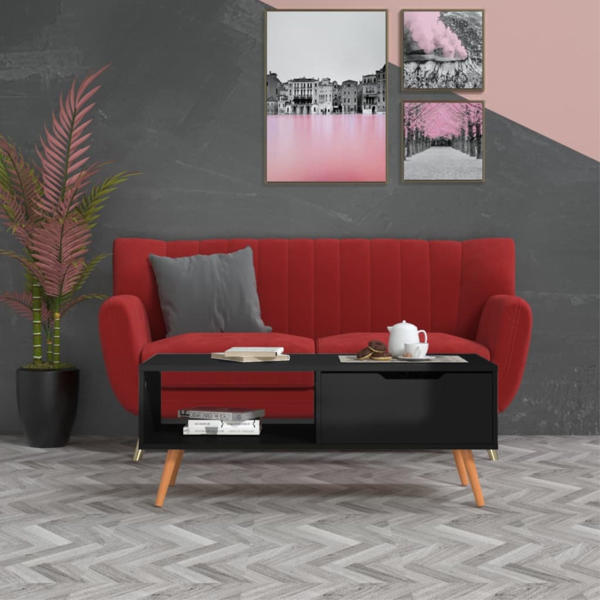 Vidaxl Coffee Table High Gloss Black 39.4'X19.5'X16.9' Chipboard