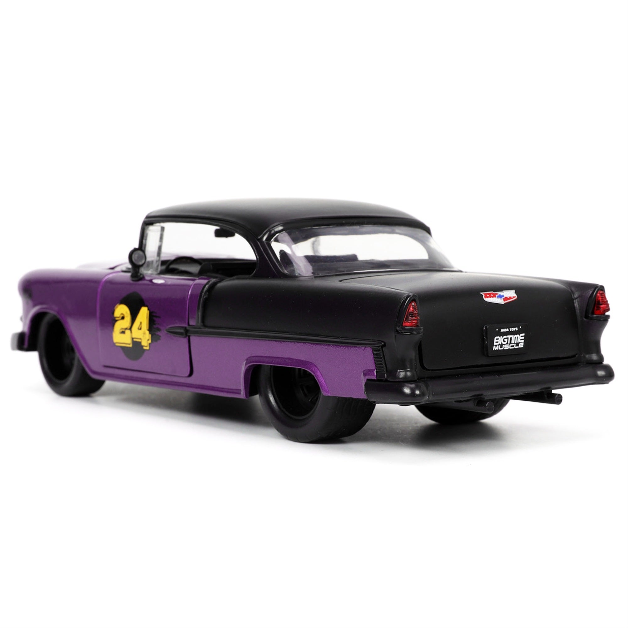 1955 Chevrolet Bel Air #24 Purple Metallic And Matt Black 'Bigtime Muscle' Series 1/24 Diecast Model Car By Jada