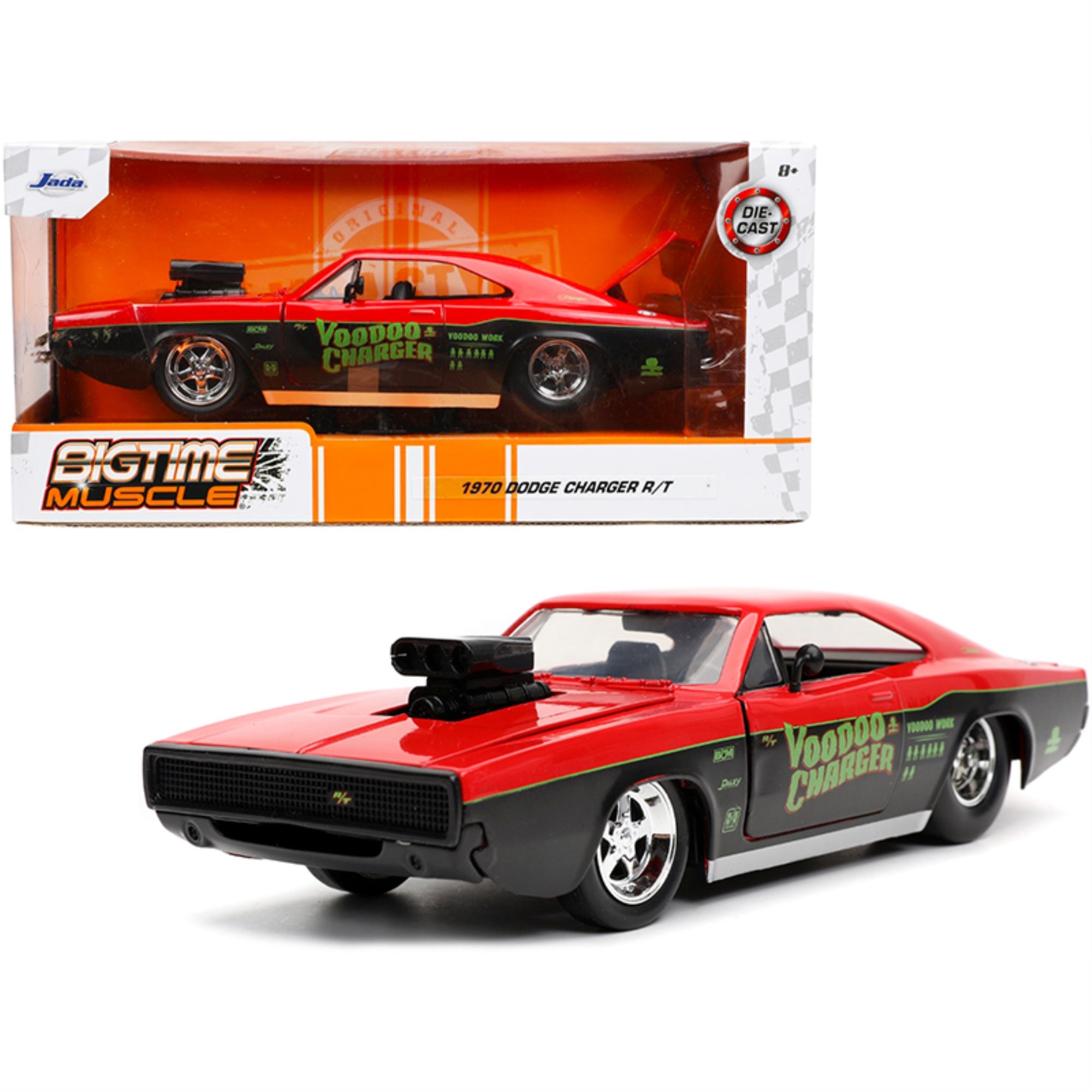 1970 Dodge Charger R/T 'Voodoo Charger' Red And Black 'Bigtime Muscle' Series 1/24 Diecast Model Car By Jada