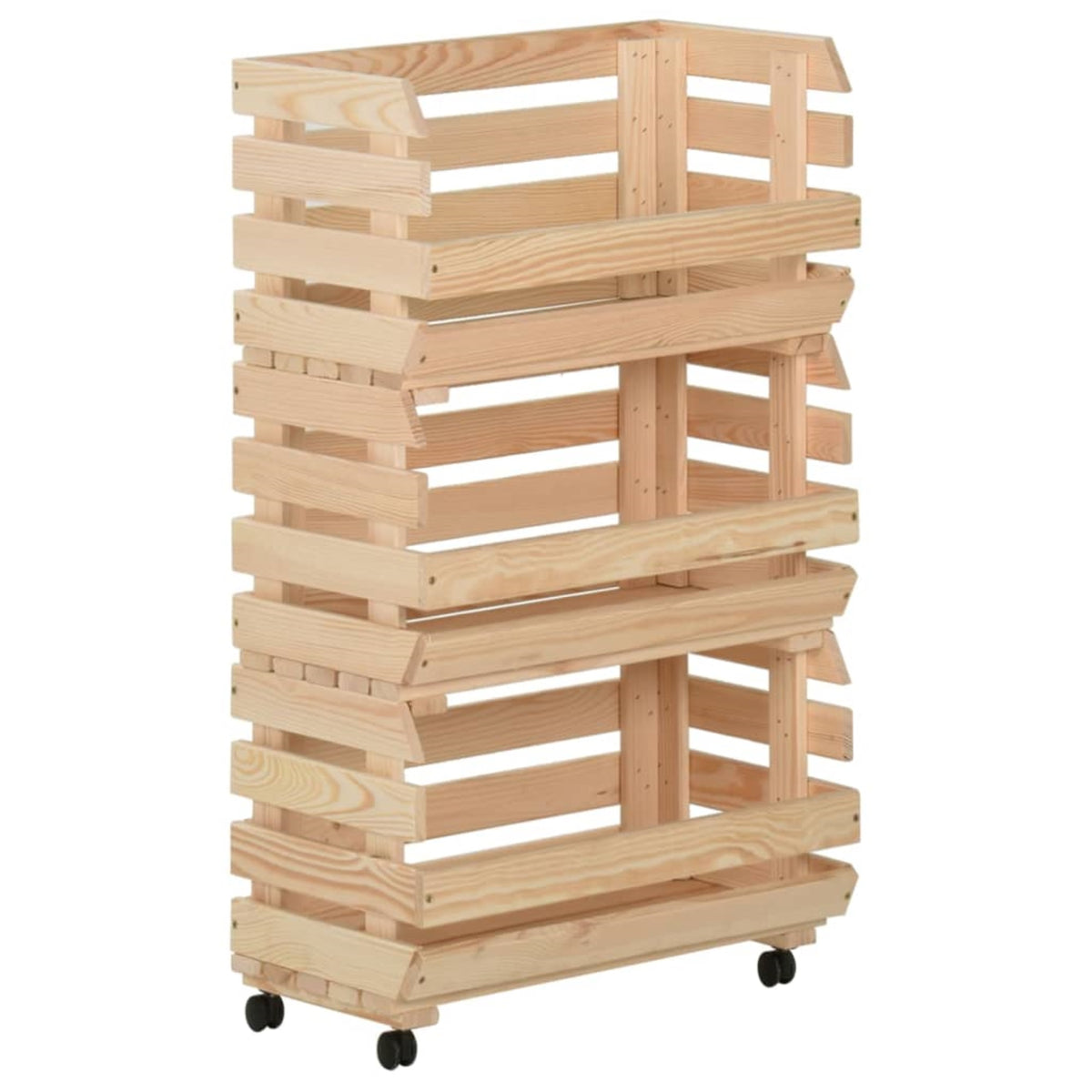 Vidaxl Vegetable Trolley 14.6'X11.8'X31.5' Solid Wood Pine