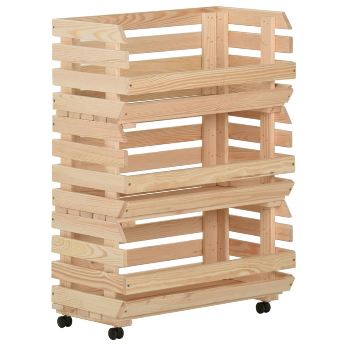 Vidaxl Vegetable Trolley 22.4'X11.8'X31.5' Solid Wood Pine