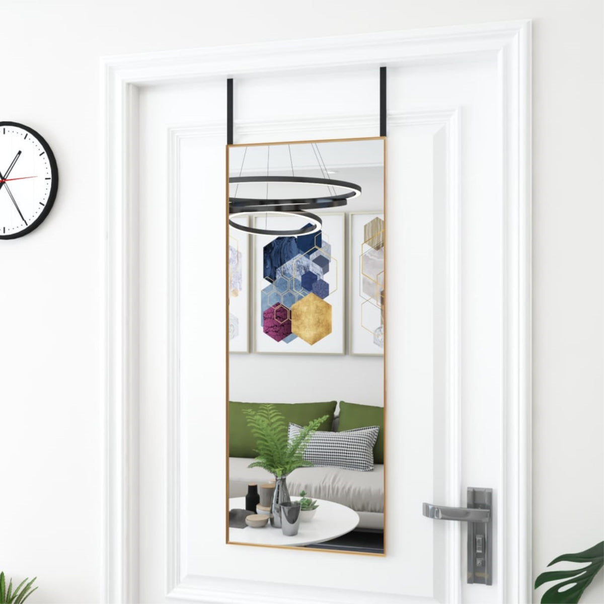 Vidaxl Door Mirror Gold 15.7'X39.4' Glass And Aluminum