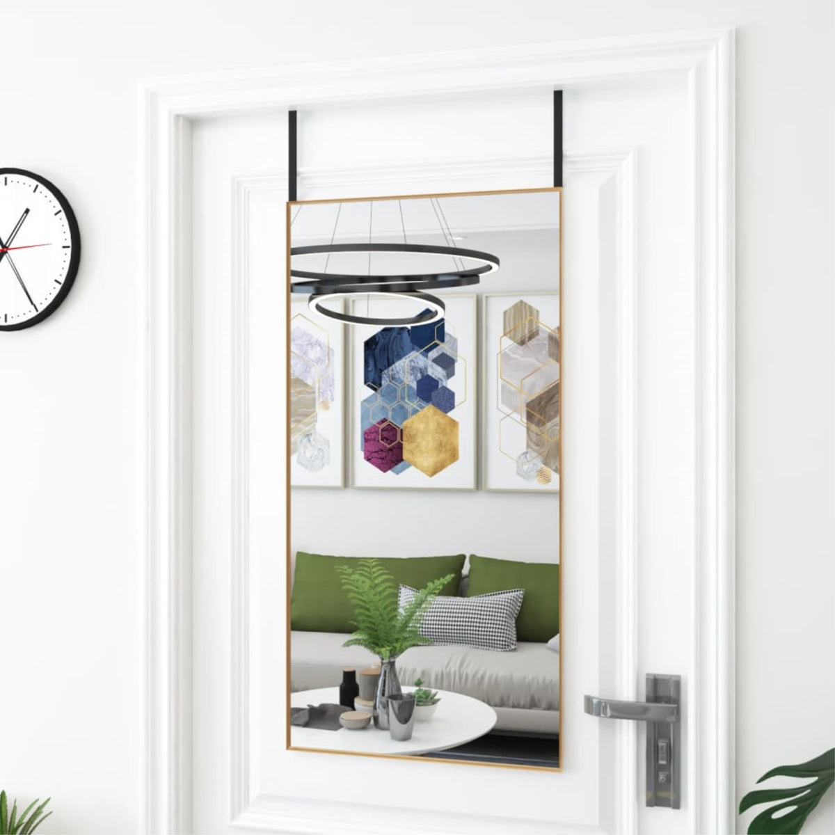 Vidaxl Door Mirror Gold 19.7'X39.4' Glass And Aluminum