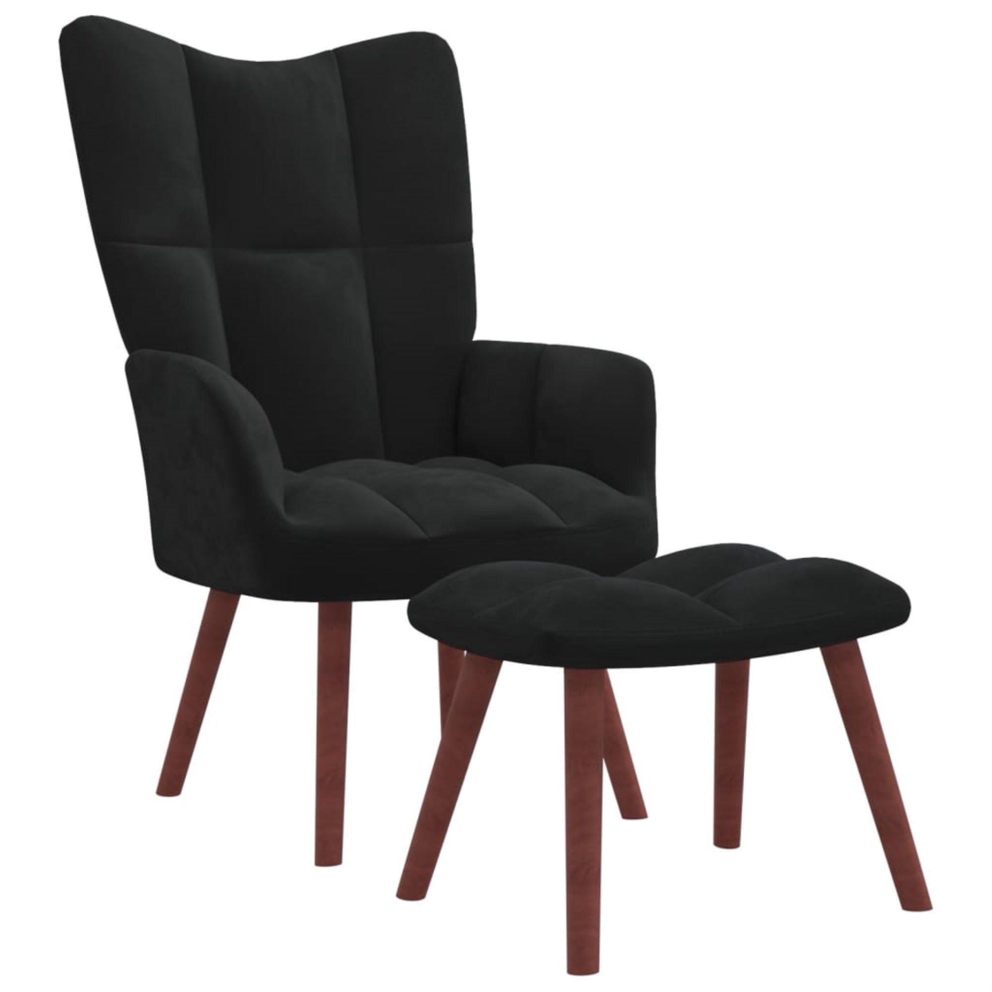 Vidaxl Relaxing Chair With A Stool Black Velvet