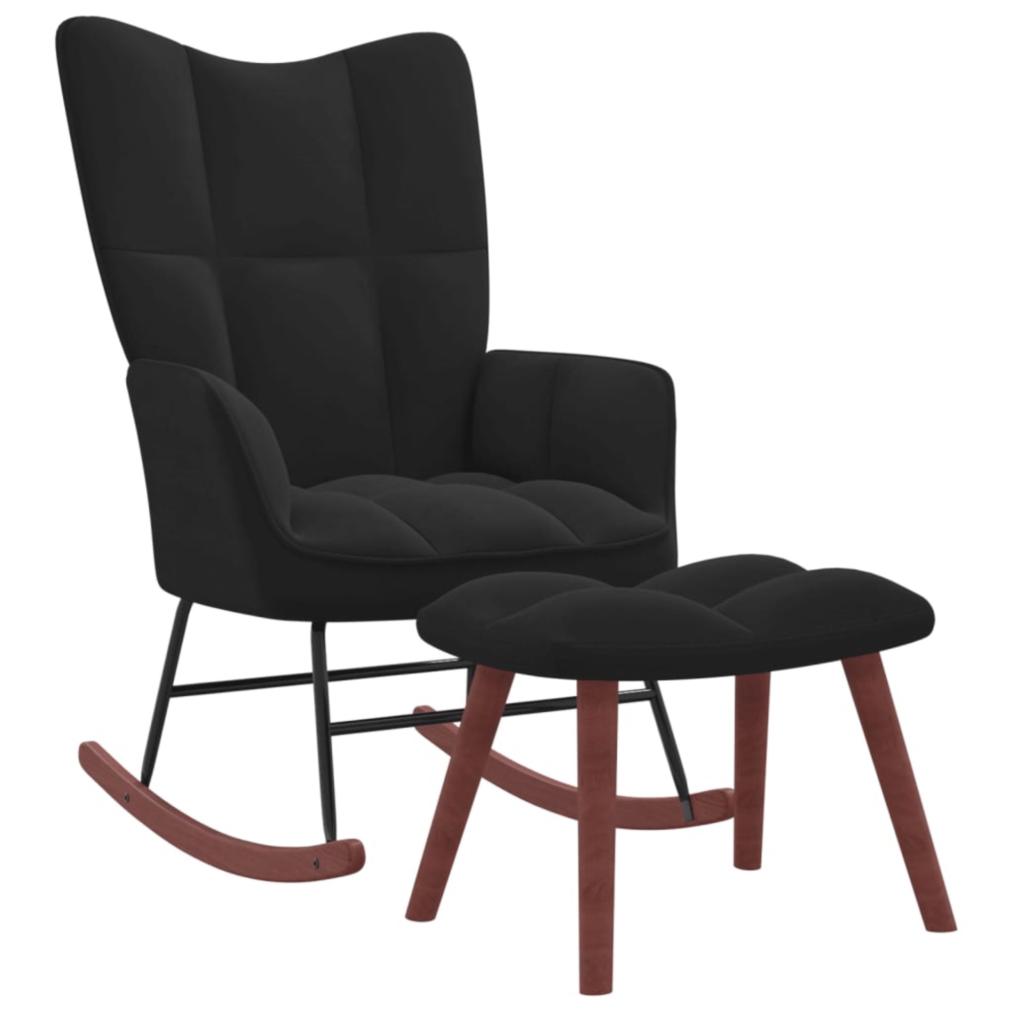 Vidaxl Rocking Chair With A Stool Black Velvet